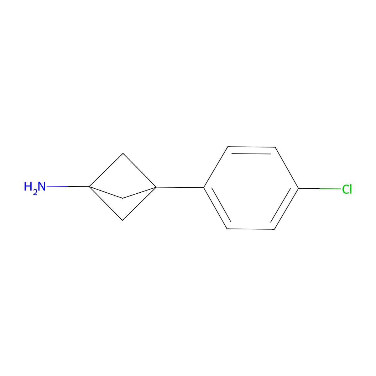 3-(4-Chlorophenyl)bicyclo[1.1.1]pentan-1-amine molecular structure, CAS 2252382-15-1