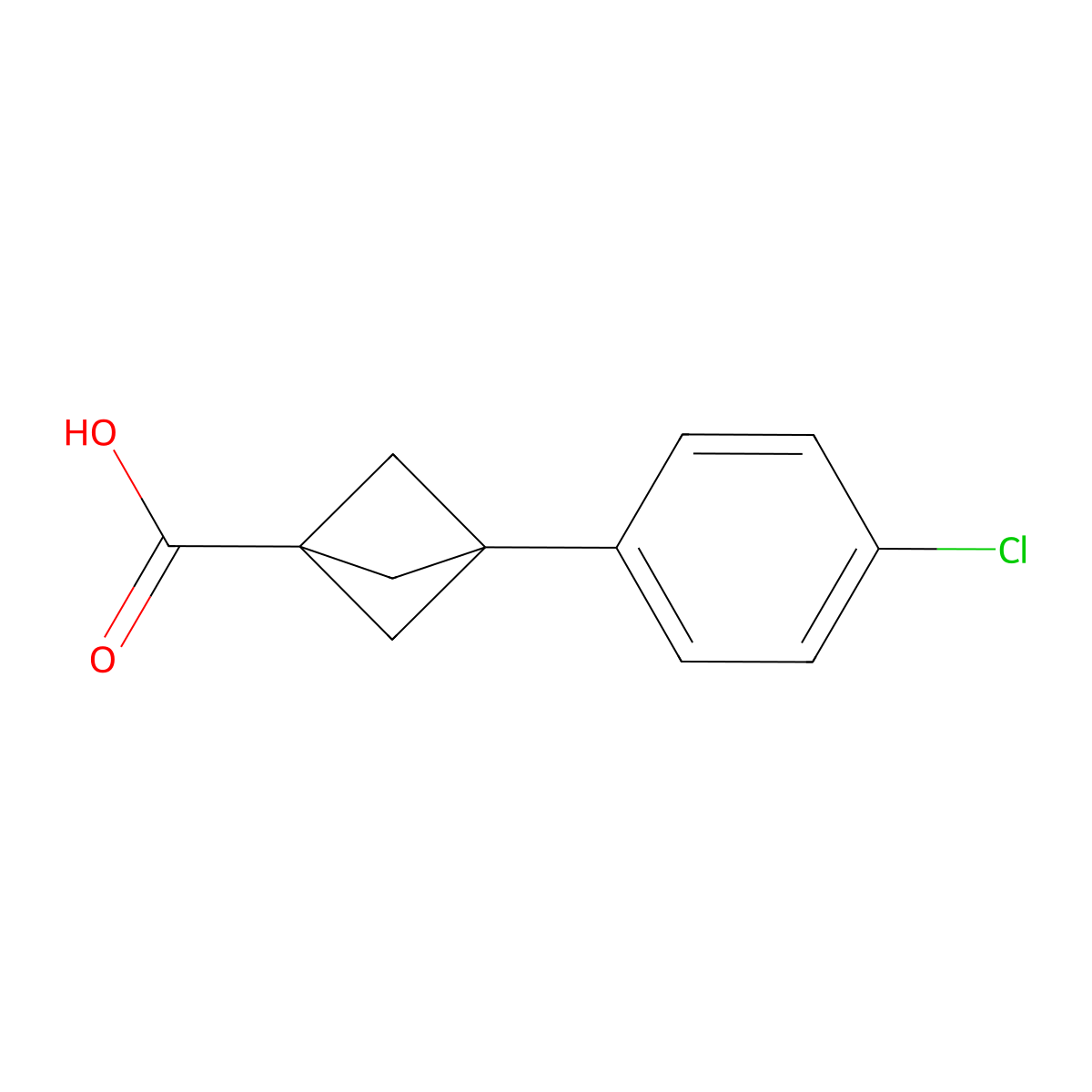 3-(4-Chlorophenyl)bicyclo[1.1.1]pentane-1-carboxylic acid molecular structure, CAS 2252382-54-8