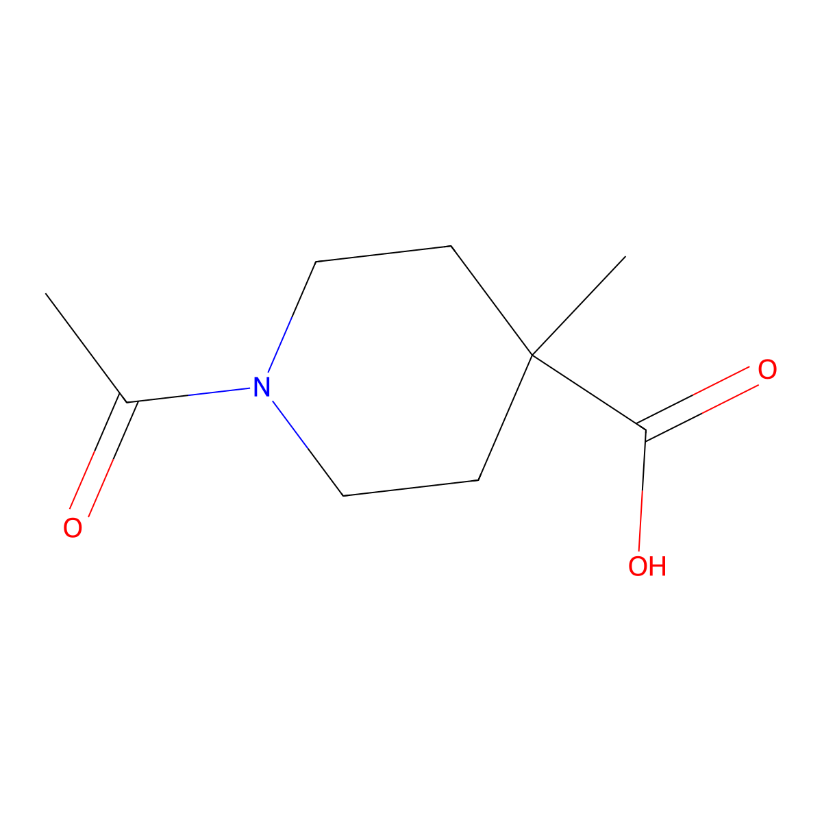 1-Acetyl-4-methylpiperidine-4-carboxylic acid molecular structure, CAS 225240-67-5