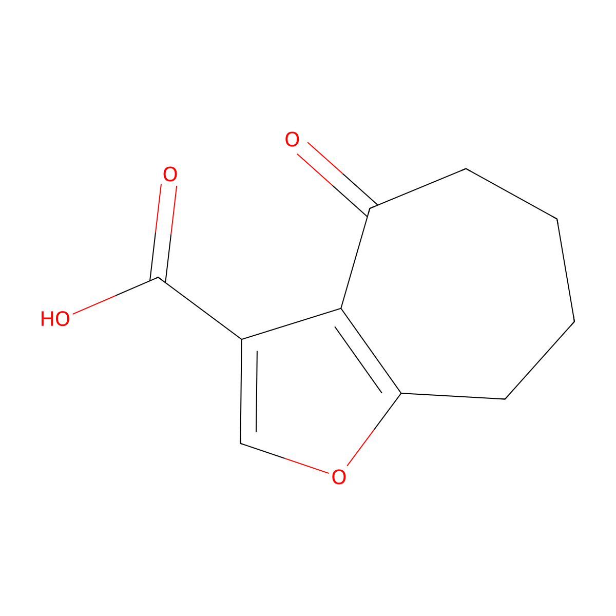 4-Oxo-5,6,7,8-tetrahydro-4h-cyclohepta[b]furan-3-carboxylic acid molecular structure, CAS 225240-79-9