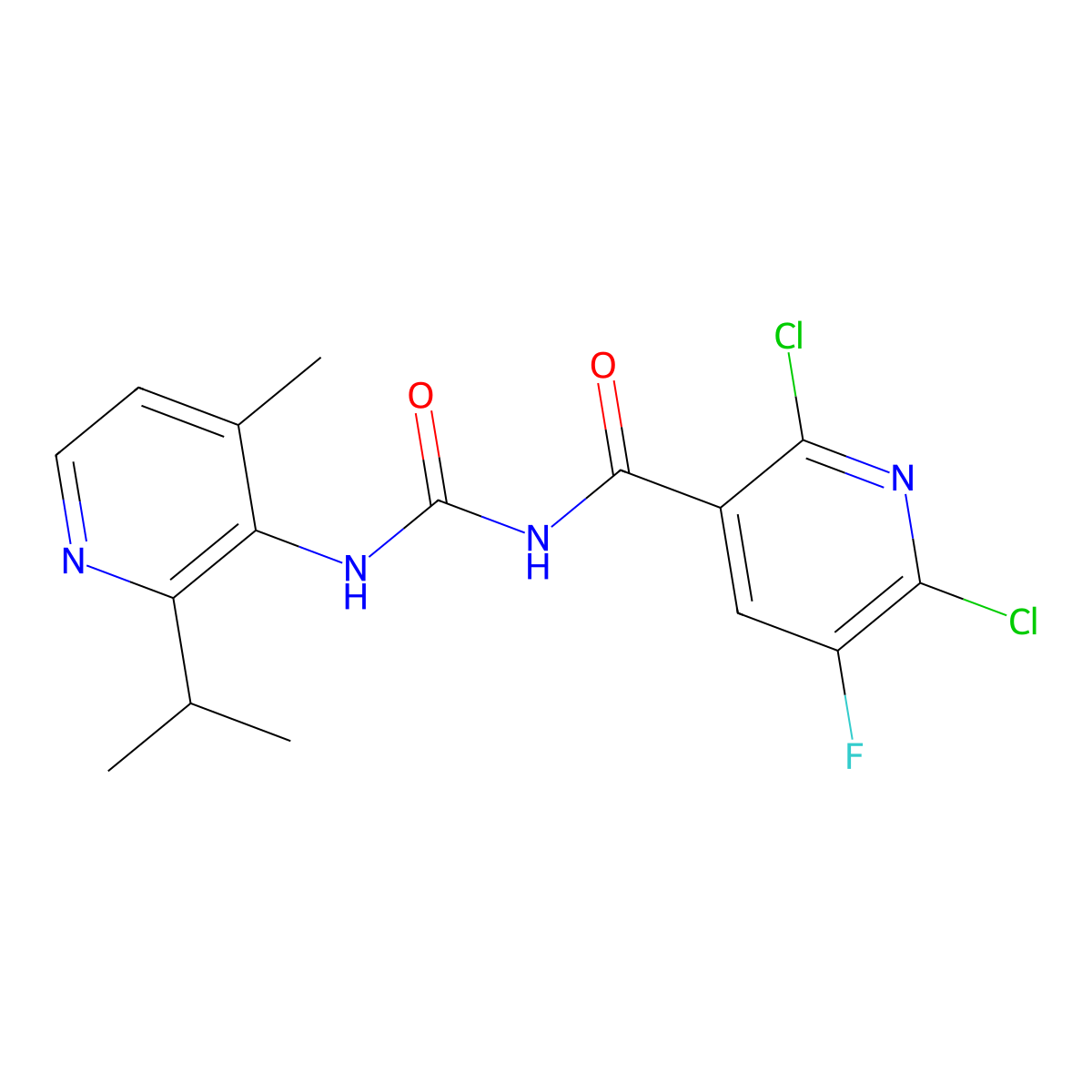 2,6-dichloro-5-fluoro-N-((2-isopropyl-4-methylpyridin-3-yl)carbamoyl)nicotinamide molecular structure, CAS 2252403-81-7