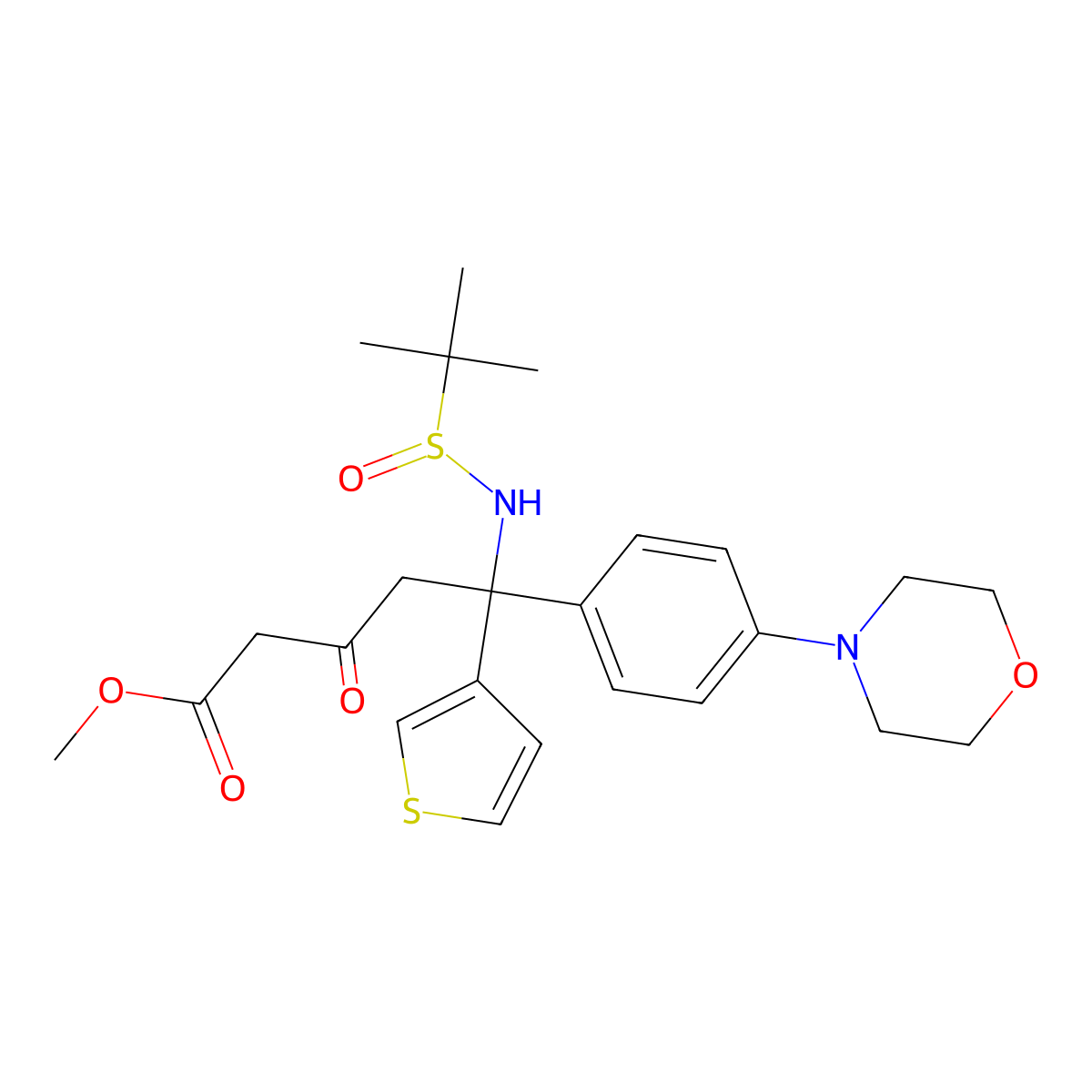 (R)-methyl 5-((S)-1,1-dimethylethylsulfinamido)-5-(4-morpholinophenyl)-3-oxo-5-(thiophen-3-yl)pentanoate molecular structure, CAS 2252408-34-5