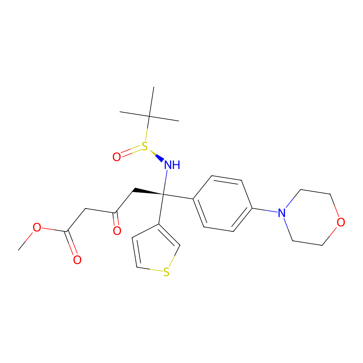 (R)-methyl 5-((S)-1,1-dimethylethylsulfinamido)-5-(4-morpholinophenyl)-3-oxo-5-(thiophen-3-yl)pentanoate molecular structure, CAS 2252408-34-5
