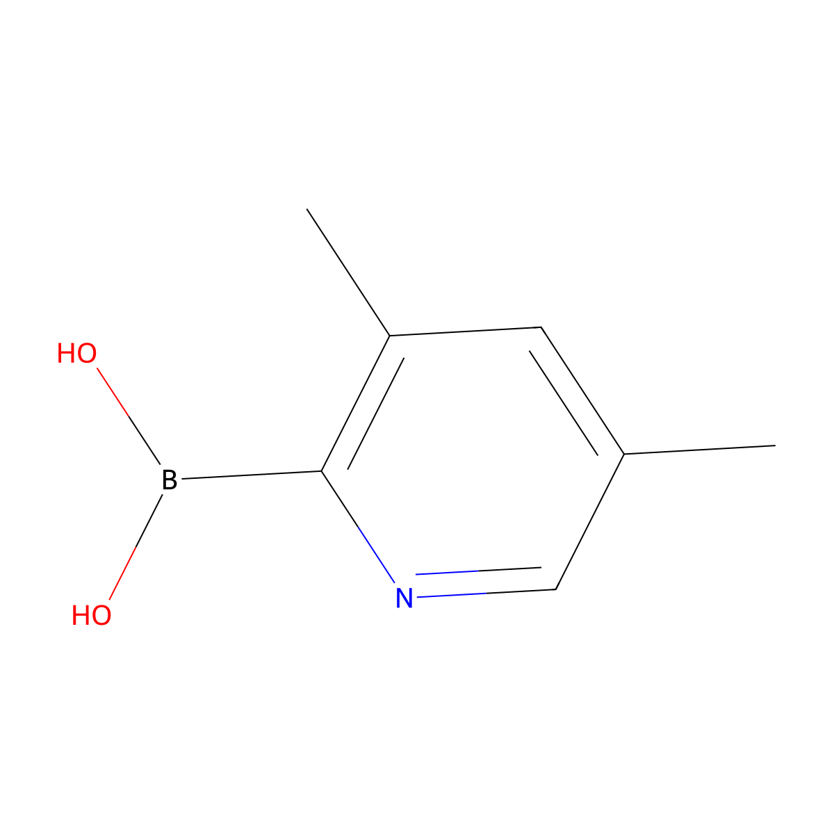 (3,5-Dimethylpyridin-2-yl)boronic acid molecular structure, CAS 2252443-46-0