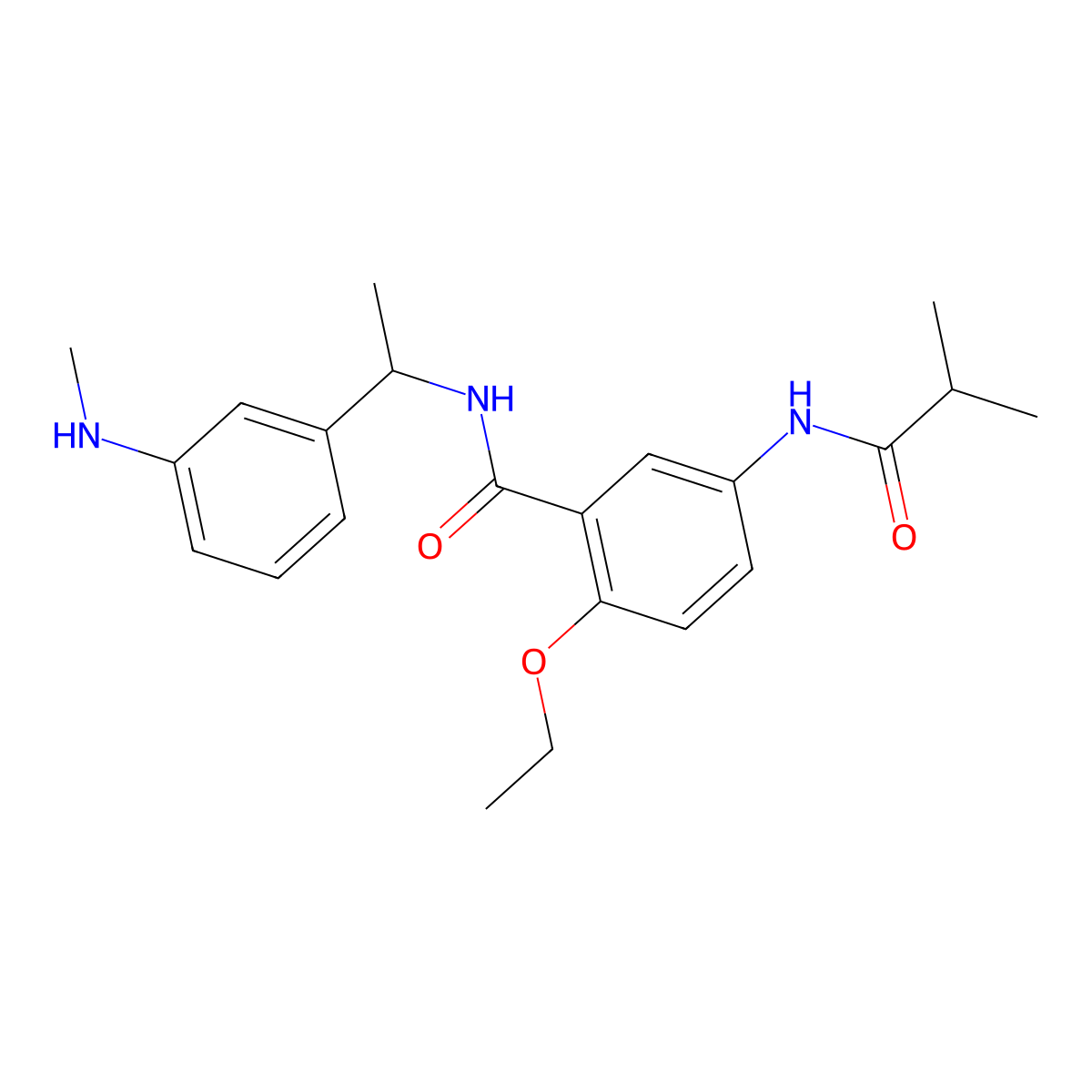 2-ethoxy-N-[1-[3-(methylamino)phenyl]ethyl]-5-(2-methylpropanoylamino)benzamide molecular structure, CAS 2252448-93-2