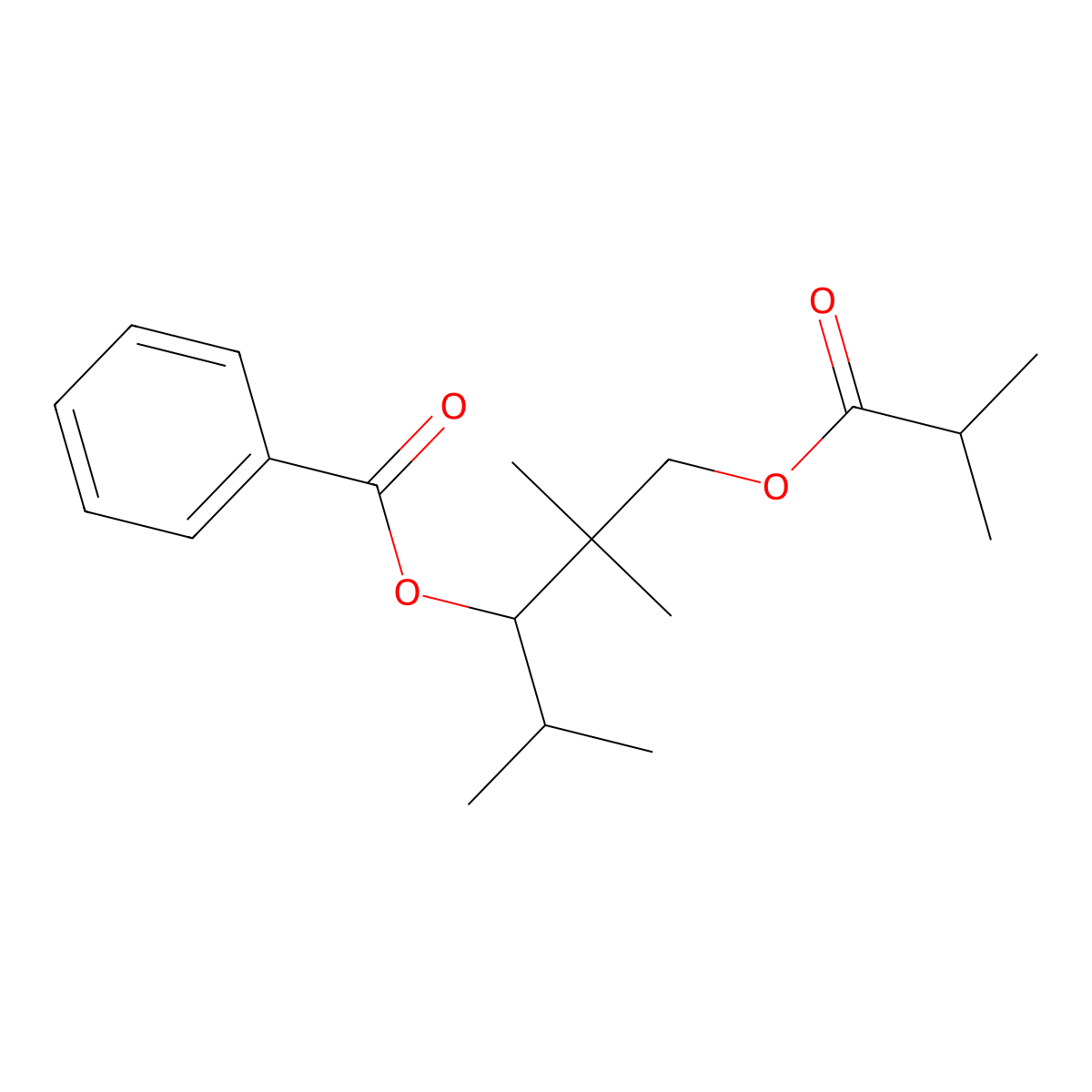 3-(Benzoyloxy)-2,2,4-trimethylpentyl isobutyrate molecular structure, CAS 22527-63-5