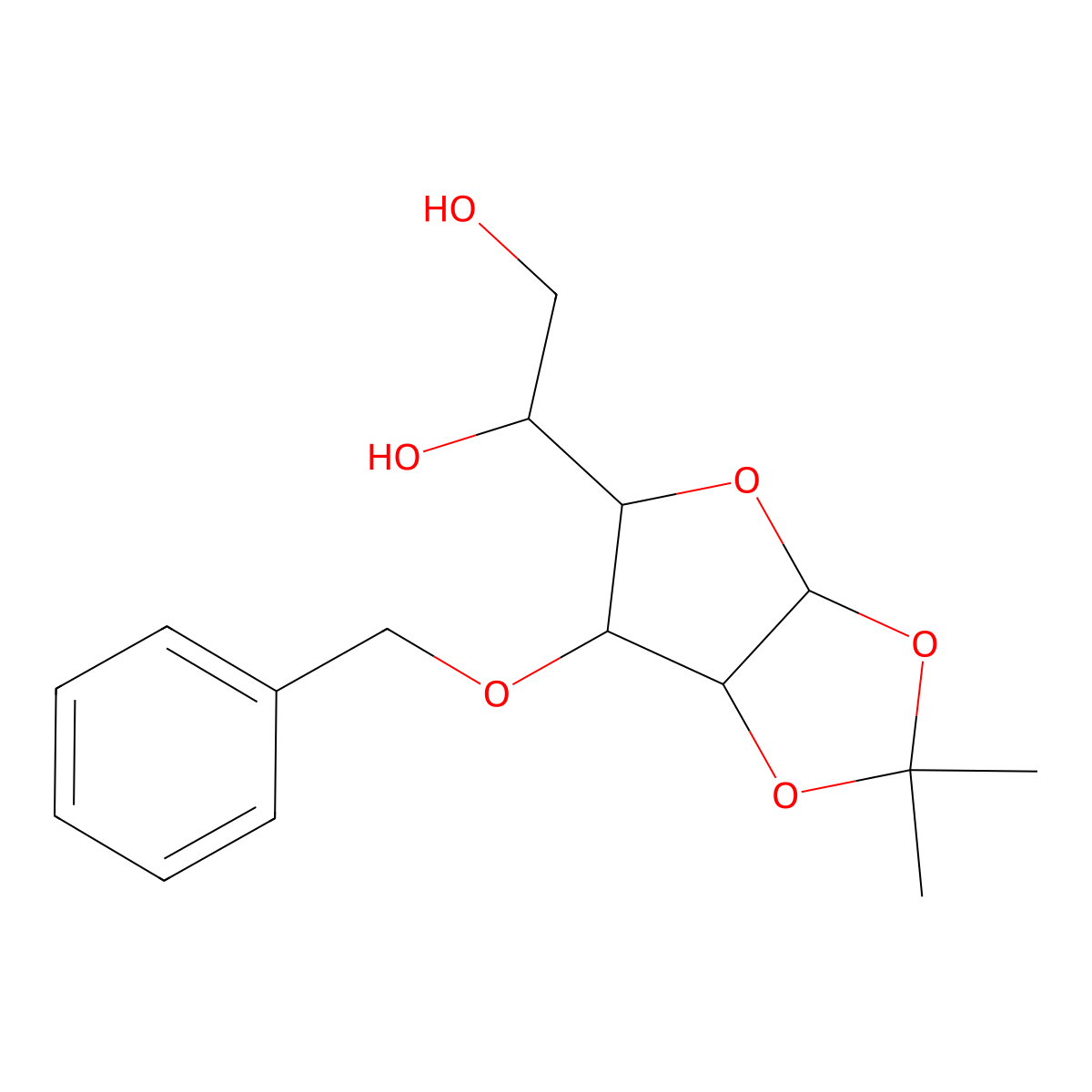 3-O-Benzyl-1,2-O-isopropylidene-a-D-glucofuranose molecular structure, CAS 22529-61-9