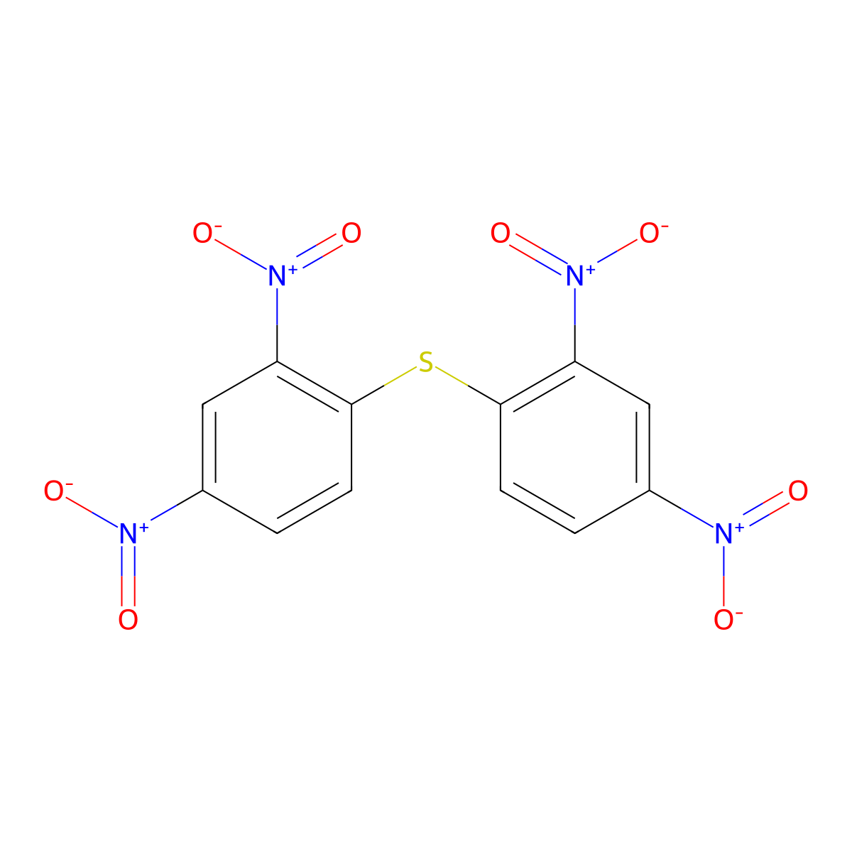 Sulfide, bis(2,4-dinitrophenyl) molecular structure, CAS 2253-67-0