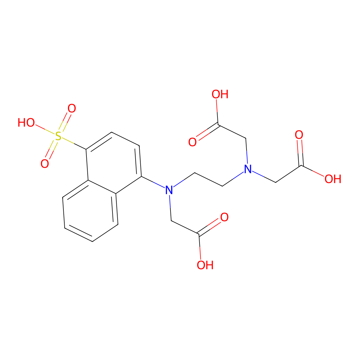 2,2'-((2-((Carboxymethyl)(4-sulfonaphthalen-1-yl)amino)ethyl)azanediyl)diacetic acid molecular structure, CAS 22531-46-0