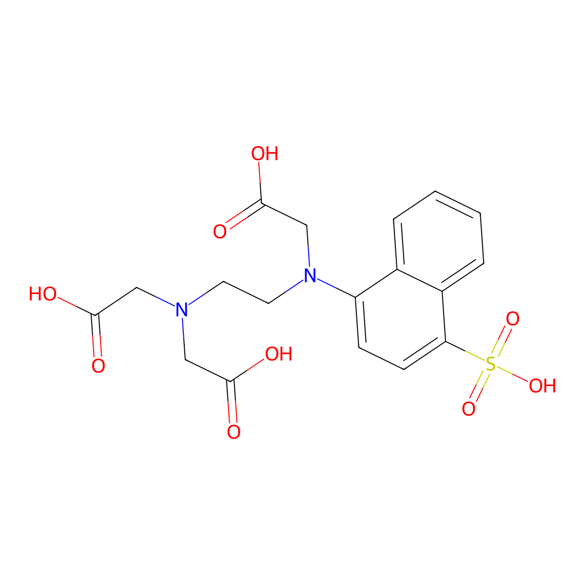 2,2'-((2-((Carboxymethyl)(4-sulfonaphthalen-1-yl)amino)ethyl)azanediyl)diacetic acid molecular structure, CAS 22531-46-0