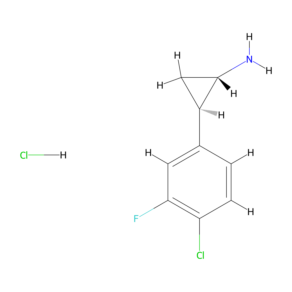(1S,2R)-rel-2-(4-chloro-3-fluorophenyl)cyclopropan-1-amine hydrochloride molecular structure, CAS 2253105-47-2