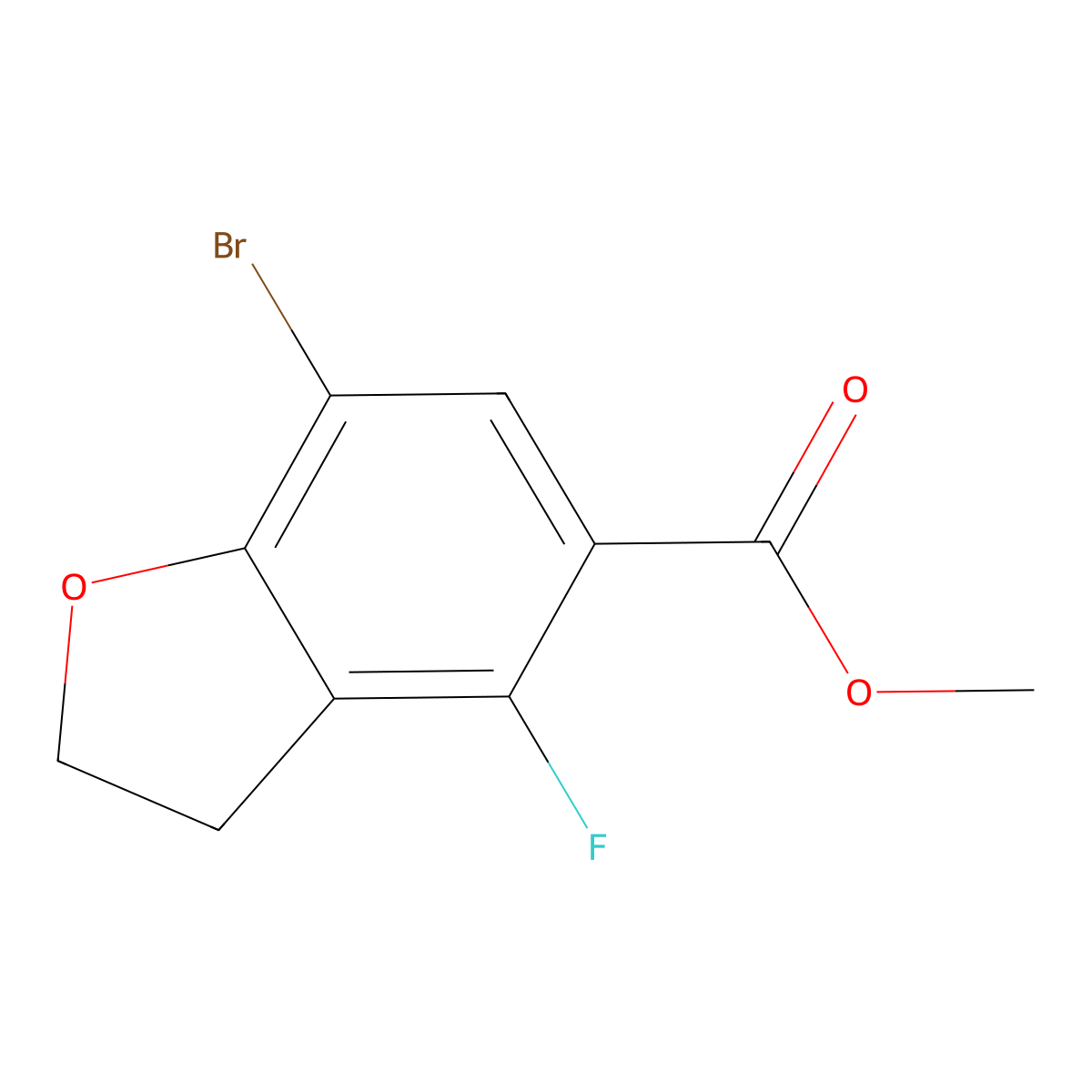 Methyl 7-bromo-4-fluoro-2,3-dihydrobenzofuran-5-carboxylate molecular structure, CAS 2253108-16-4