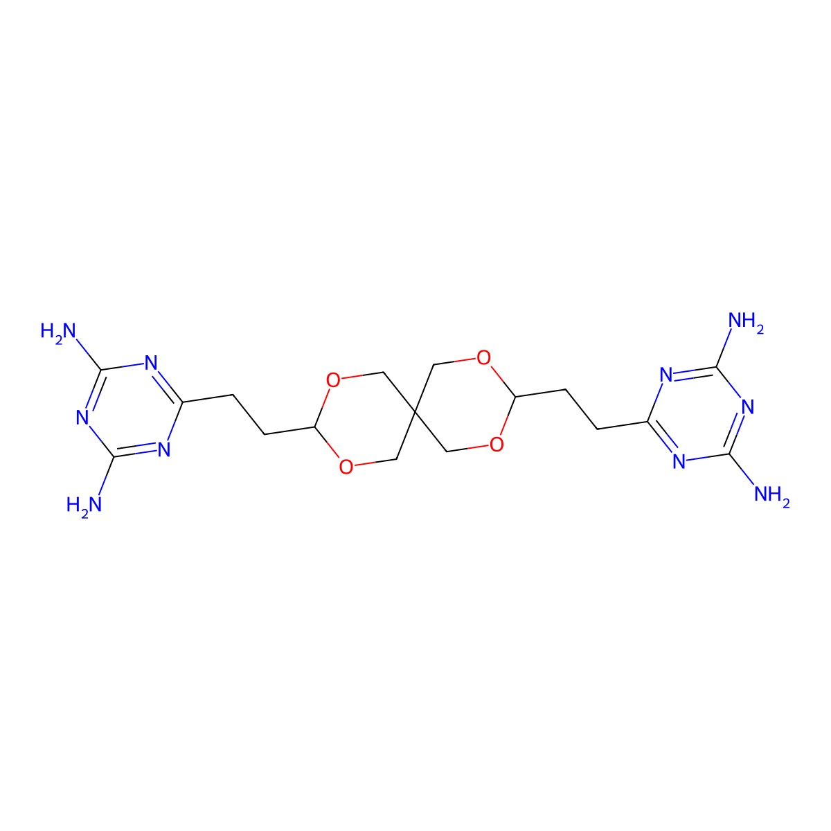 6,6'-(2,4,8,10-Tetraoxaspiro(5.5)undecane-3,9-diyldi-2,1-ethanediyl)bis(1,3,5-triazine-2,4-diamine) molecular structure, CAS 22535-90-6