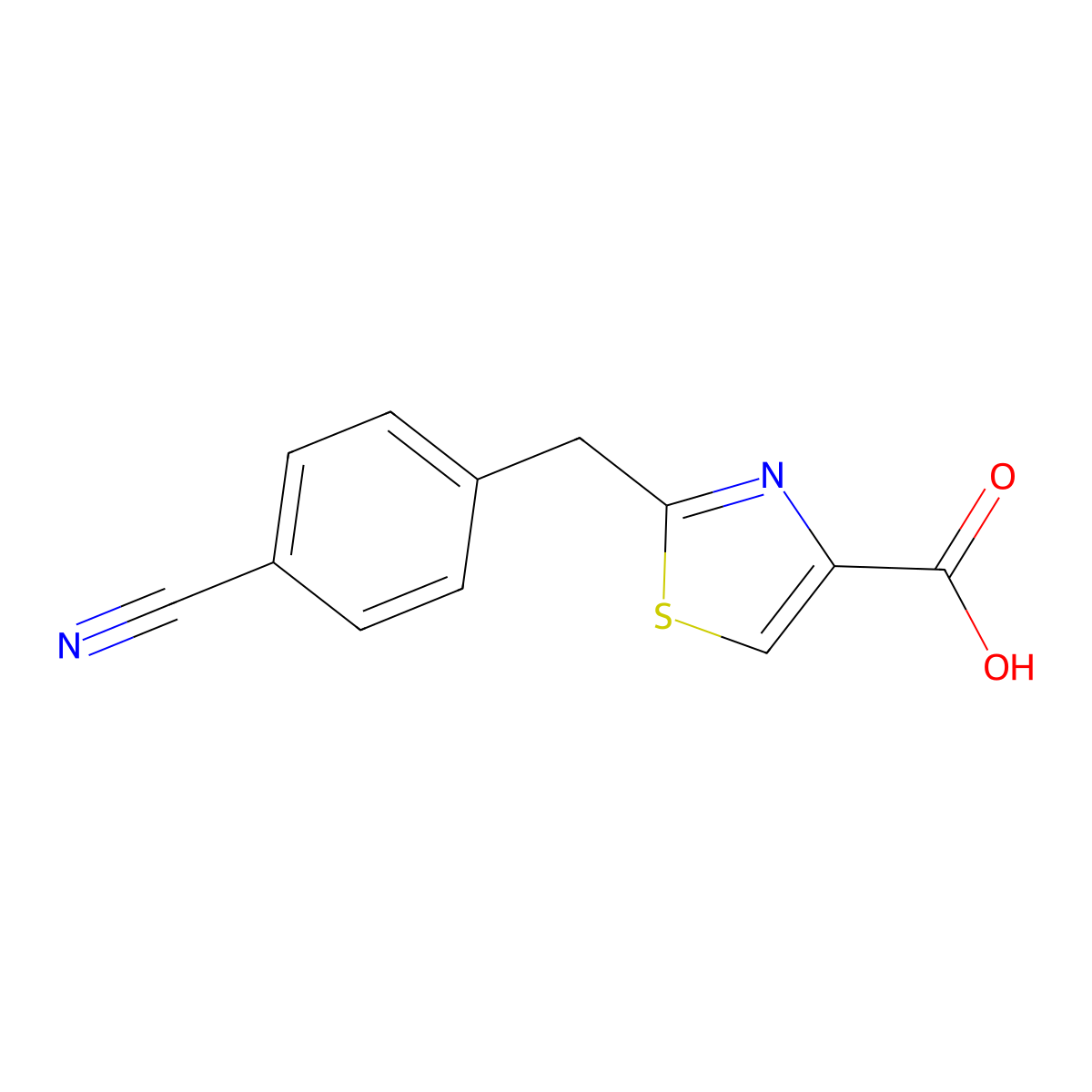 2-(4-Cyanobenzyl)thiazole-4-carboxylic Acid molecular structure, CAS 2253525-96-9