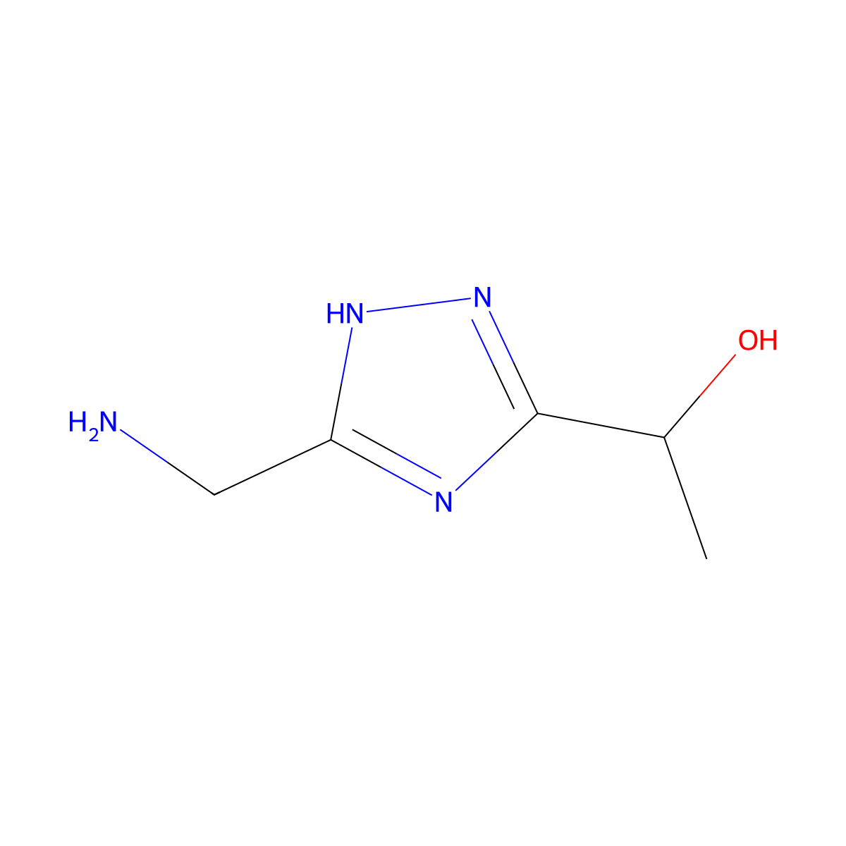 (1R)-1-[5-(aminomethyl)-1H-1,2,4-triazol-3-yl]ethan-1-ol molecular structure, CAS 2253619-48-4