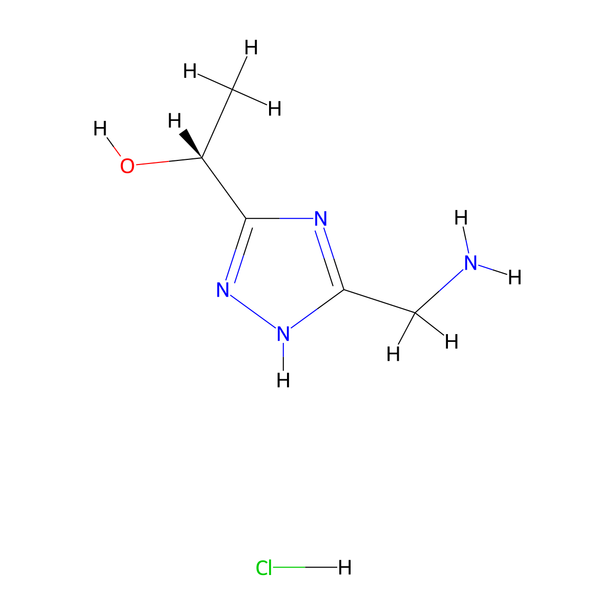 (1R)-1-[5-(aminomethyl)-1H-1,2,4-triazol-3-yl]ethan-1-ol hydrochloride molecular structure, CAS 2253619-49-5