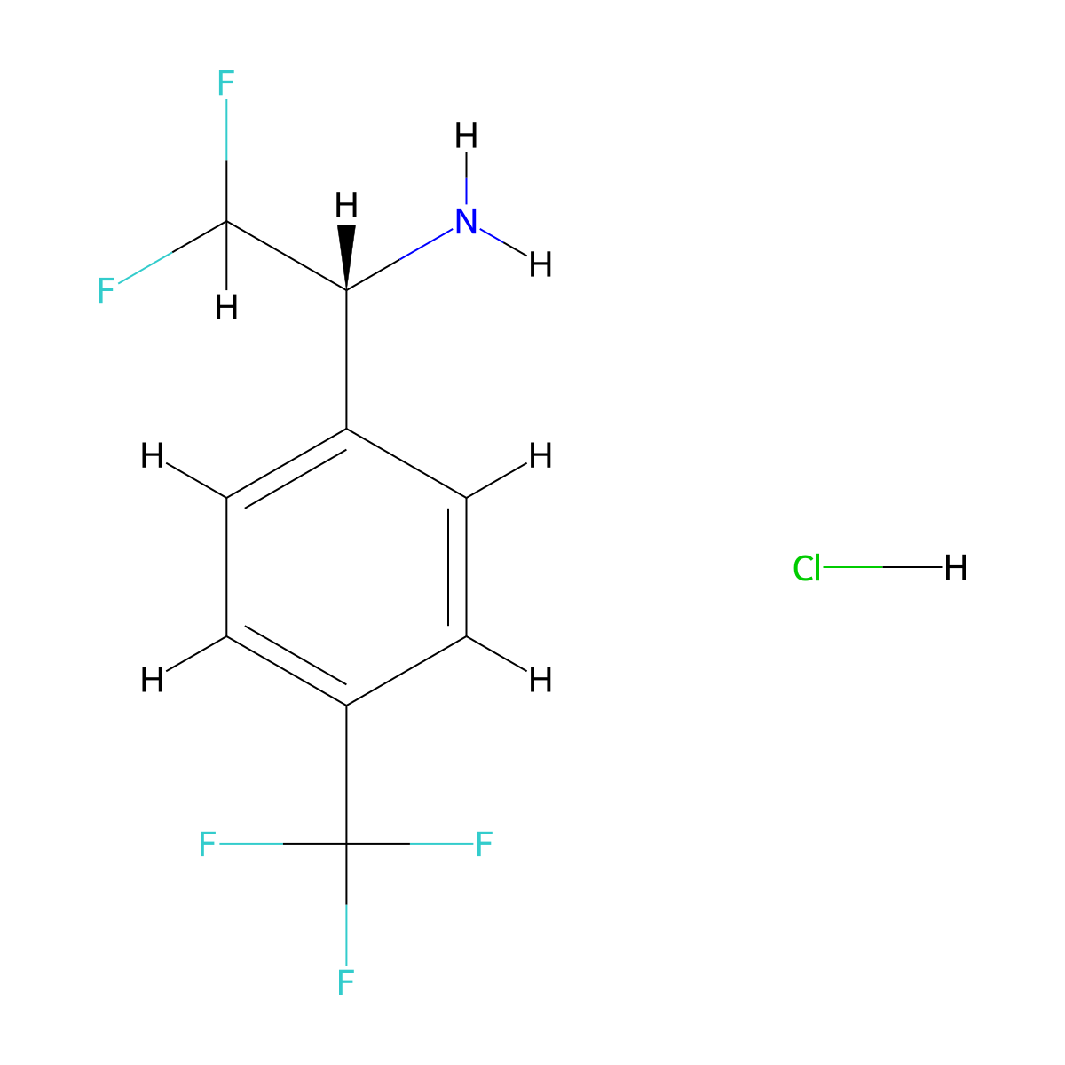 (1R)-2,2-Difluoro-1-[4-(trifluoromethyl)phenyl]ethanamine;hydrochloride molecular structure, CAS 2253619-59-7