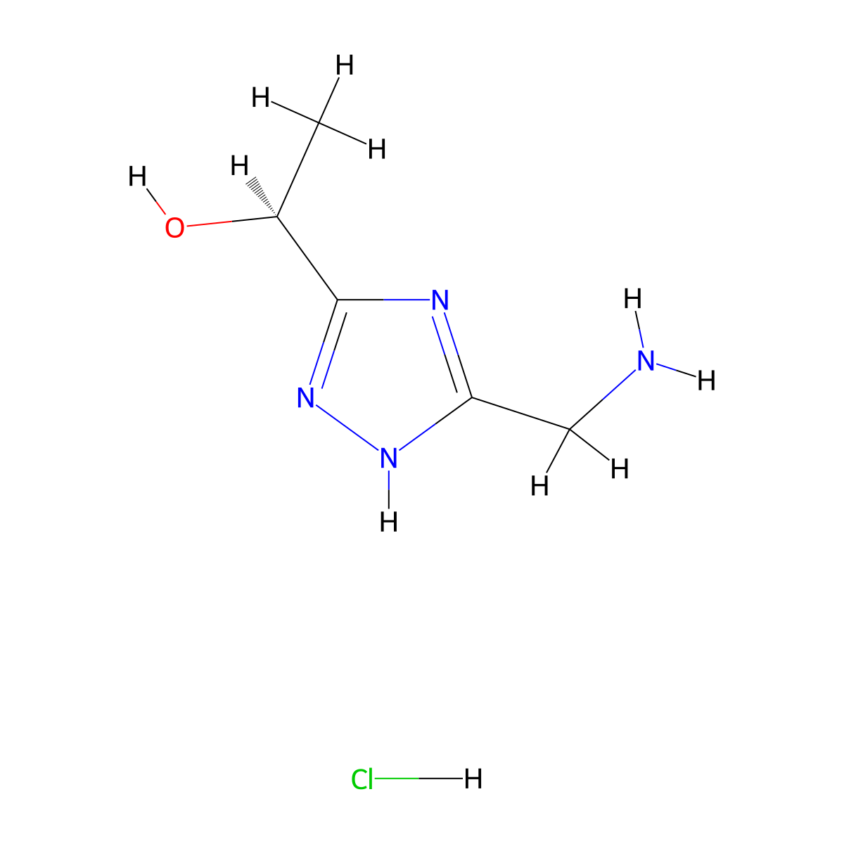 (1S)-1-[5-(Aminomethyl)-1H-1,2,4-triazol-3-yl]ethanol;hydrochloride molecular structure, CAS 2253619-67-7