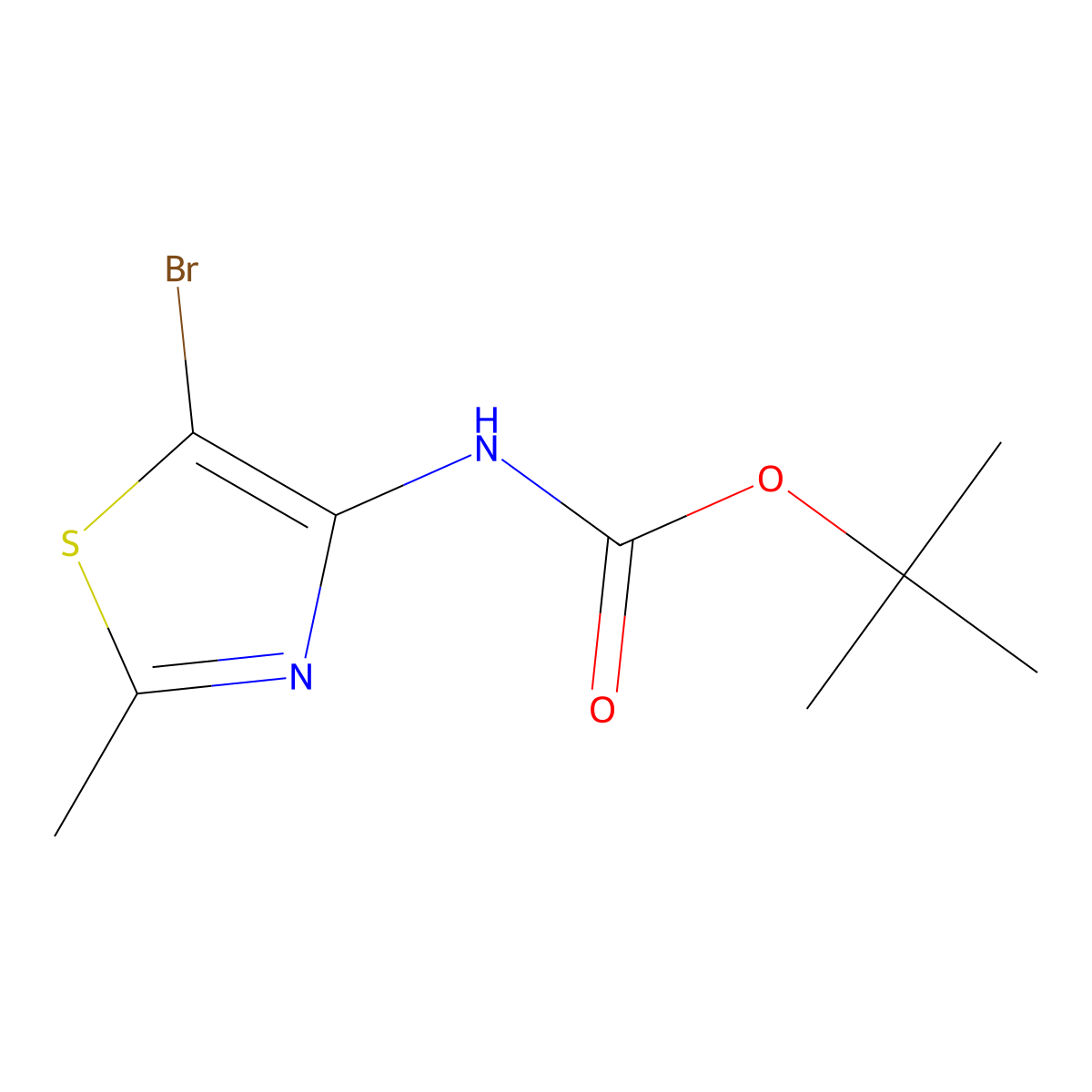 tert-butyl N-(5-bromo-2-methyl-1,3-thiazol-4-yl)carbamate molecular structure, CAS 2253621-15-5