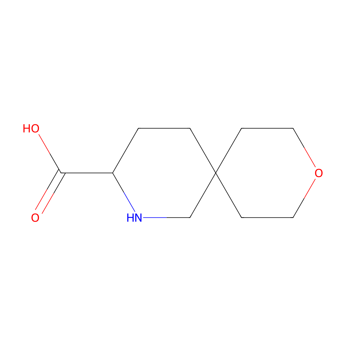 9-Oxa-2-azaspiro[5.5]undecane-3-carboxylic acid molecular structure, CAS 2253629-28-4