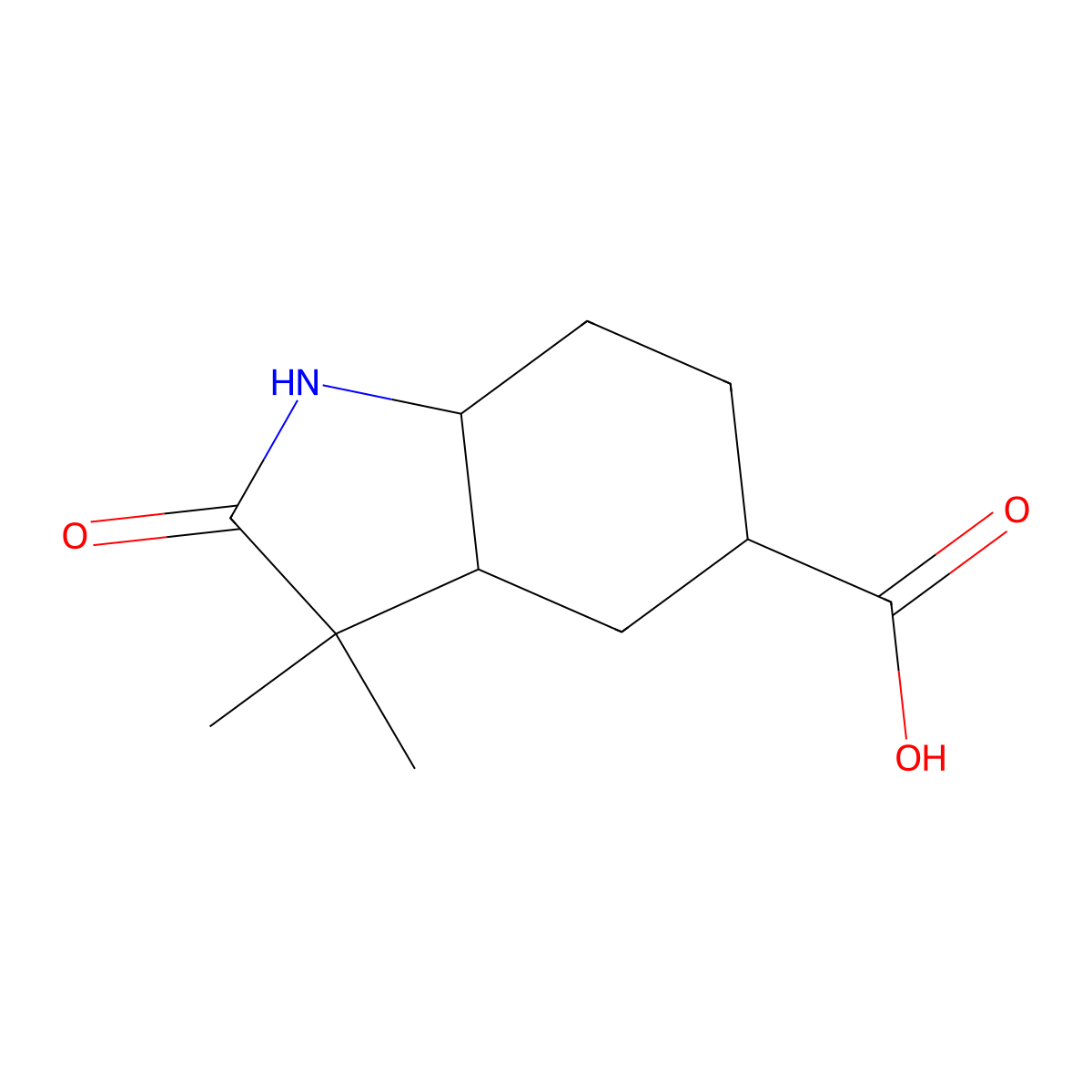 3,3-dimethyl-2-oxo-octahydro-1H-indole-5-carboxylic acid molecular structure, CAS 2253629-42-2