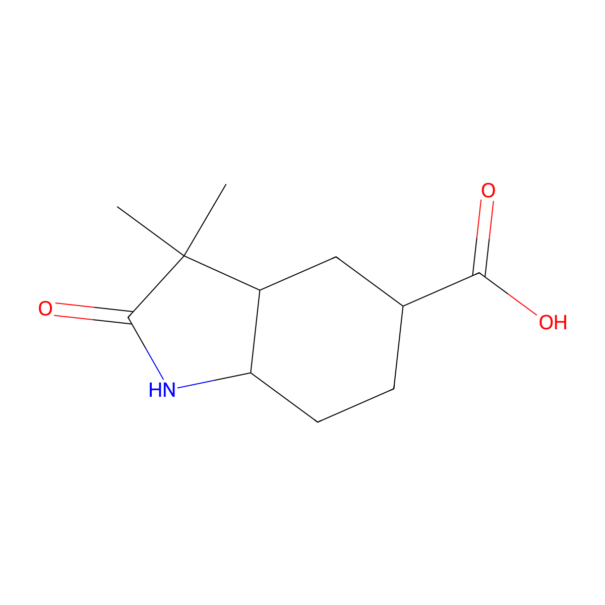 3,3-dimethyl-2-oxo-octahydro-1H-indole-5-carboxylic acid molecular structure, CAS 2253629-42-2