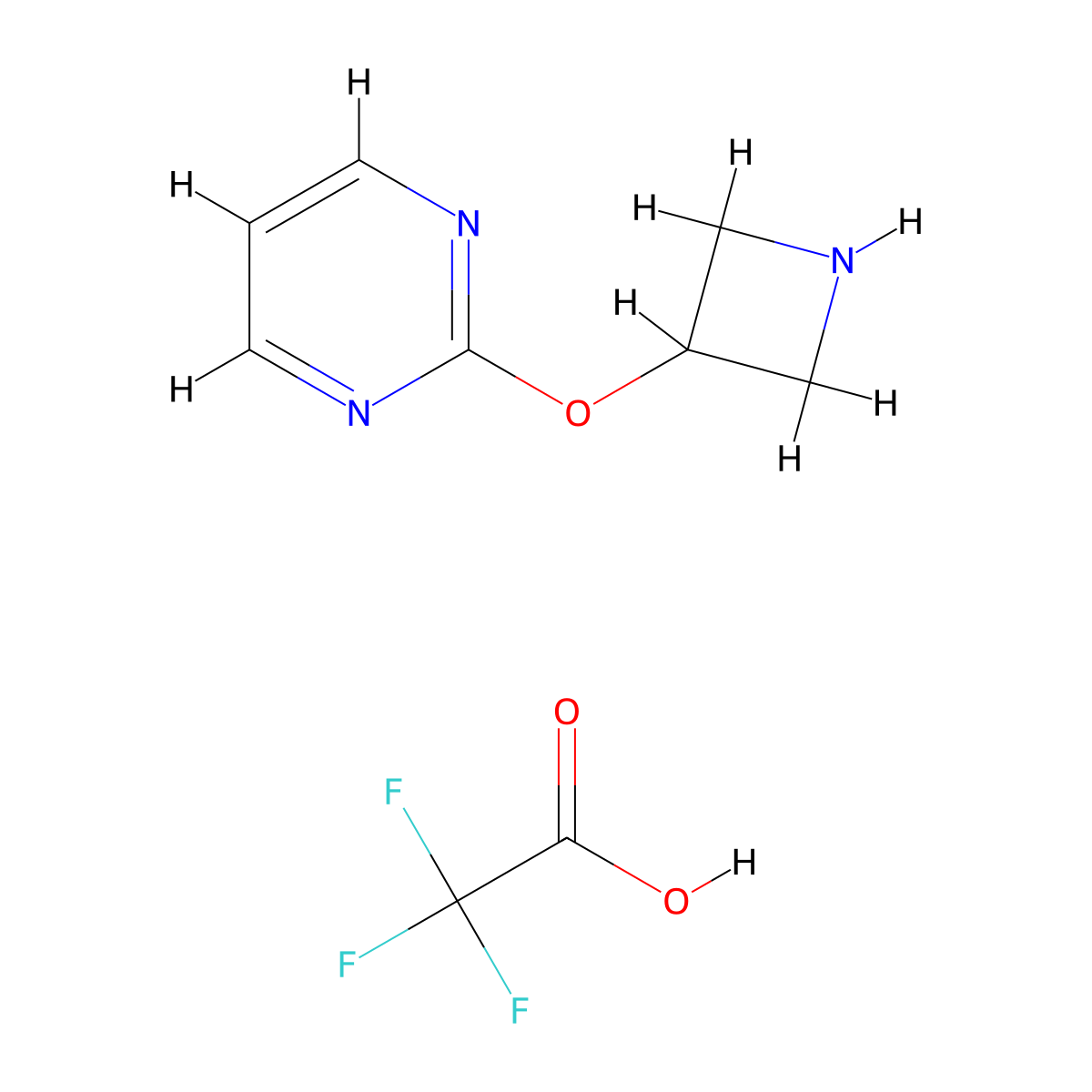 2-(Azetidin-3-yloxy)pyrimidine; trifluoroacetic acid molecular structure, CAS 2253629-56-8