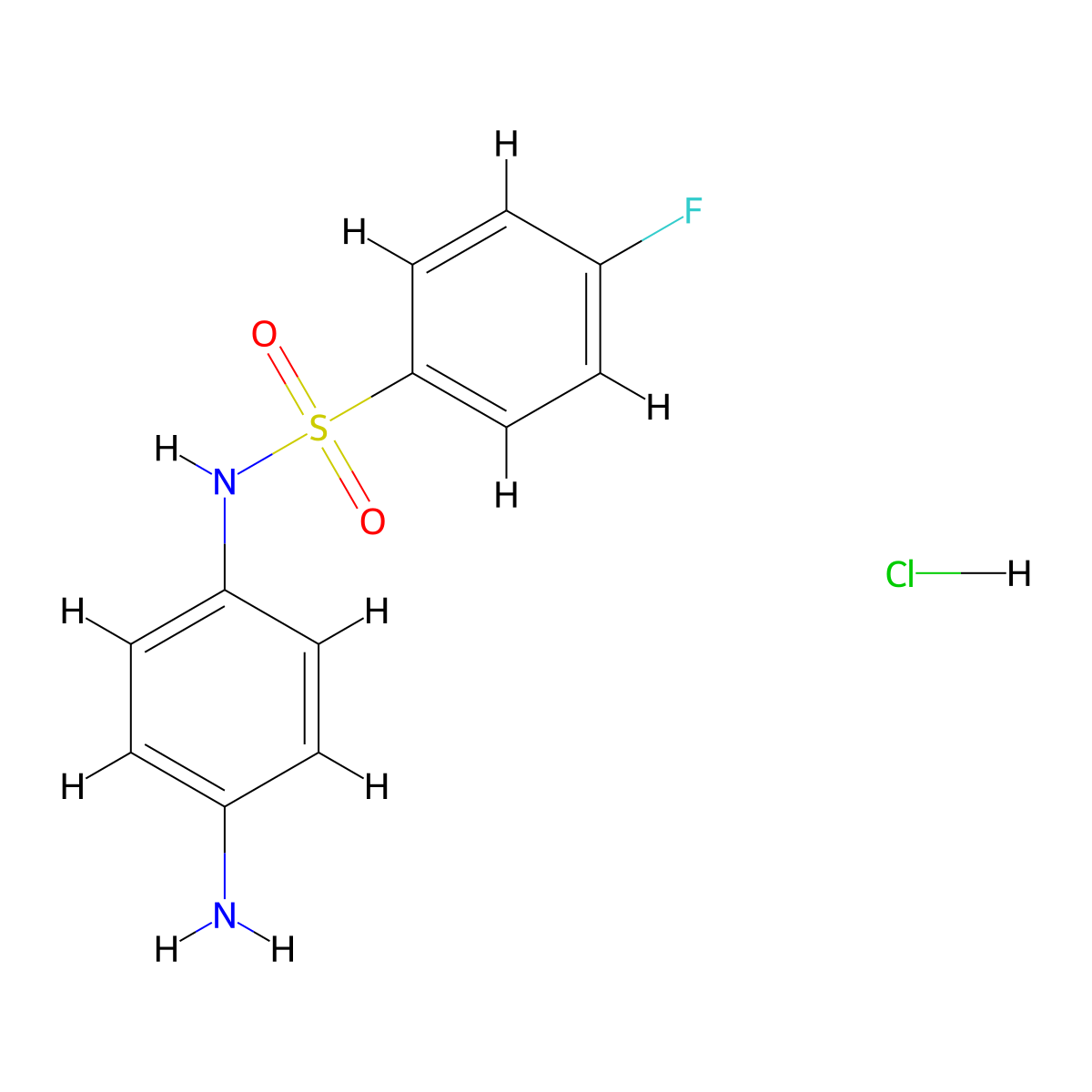 N-(4-aminophenyl)-4-fluorobenzene-1-sulfonamide hydrochloride molecular structure, CAS 2253629-61-5