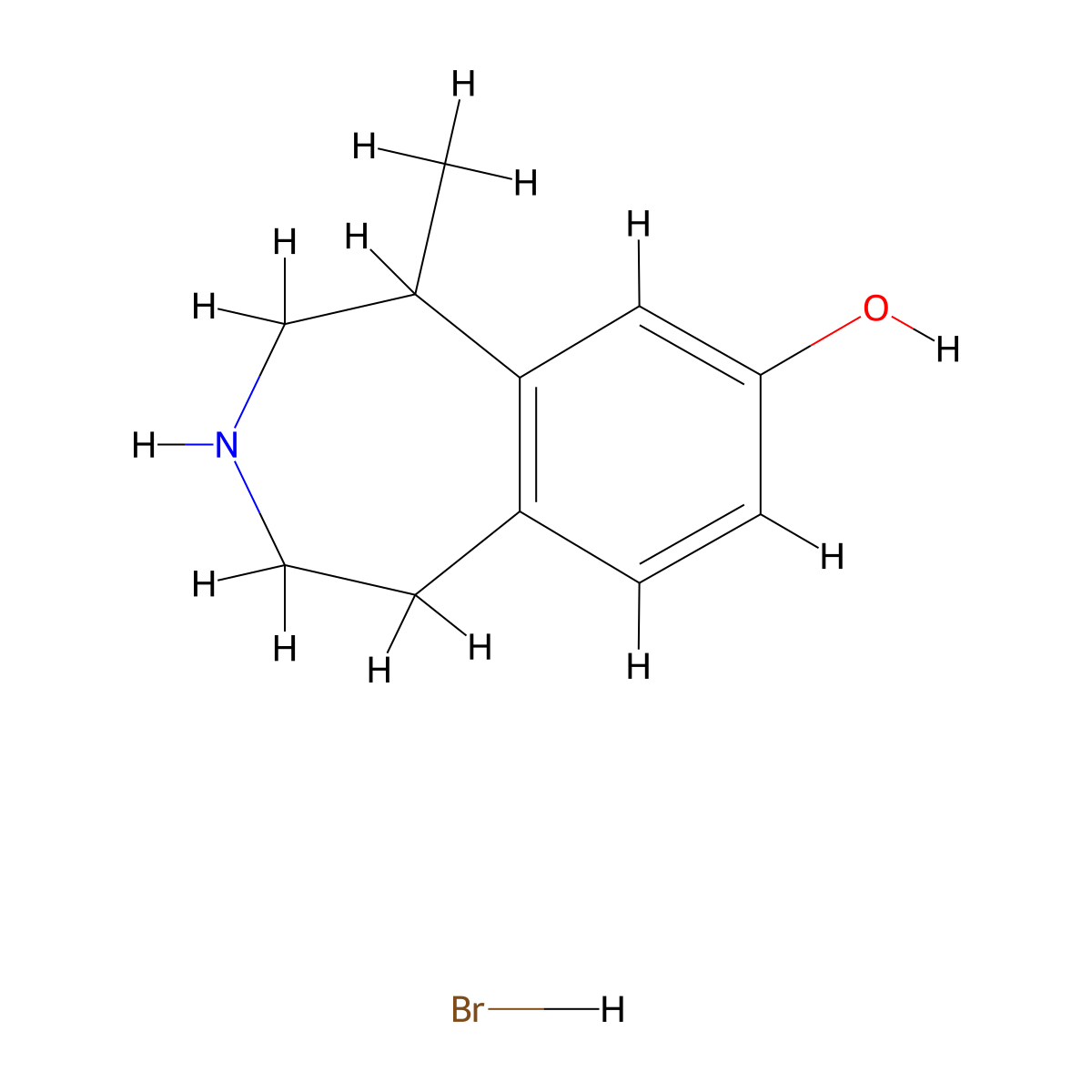 5-methyl-2,3,4,5-tetrahydro-1H-3-benzazepin-7-ol hydrobromide molecular structure, CAS 2253629-68-2
