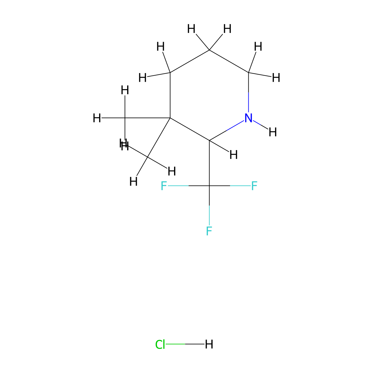 3,3-Dimethyl-2-(trifluoromethyl)piperidine hydrochloride molecular structure, CAS 2253629-76-2