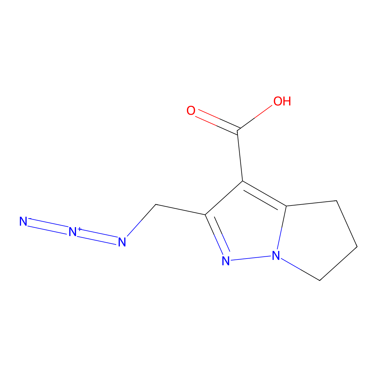 2-(azidomethyl)-4H,5H,6H-pyrrolo[1,2-b]pyrazole-3-carboxylic acid molecular structure, CAS 2253629-77-3