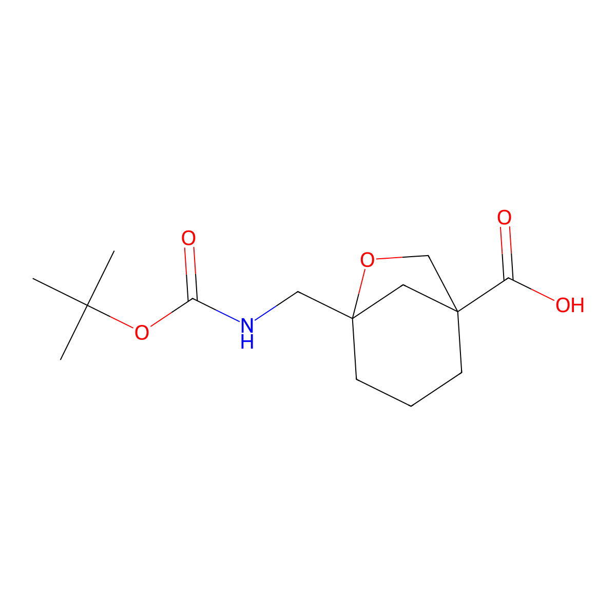 5-({[(Tert-butoxy)carbonyl]amino}methyl)-6-oxabicyclo[3.2.1]octane-1-carboxylic acid molecular structure, CAS 2253629-80-8