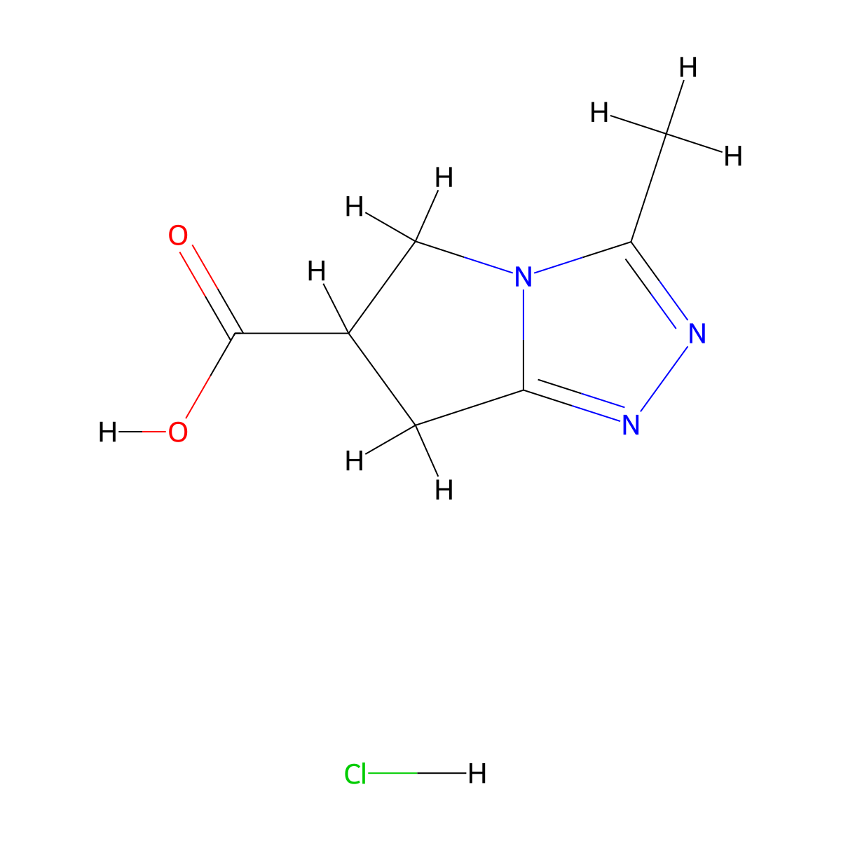 3-methyl-5H,6H,7H-pyrrolo[2,1-c][1,2,4]triazole-6-carboxylicacidhydrochloride molecular structure, CAS 2253629-84-2
