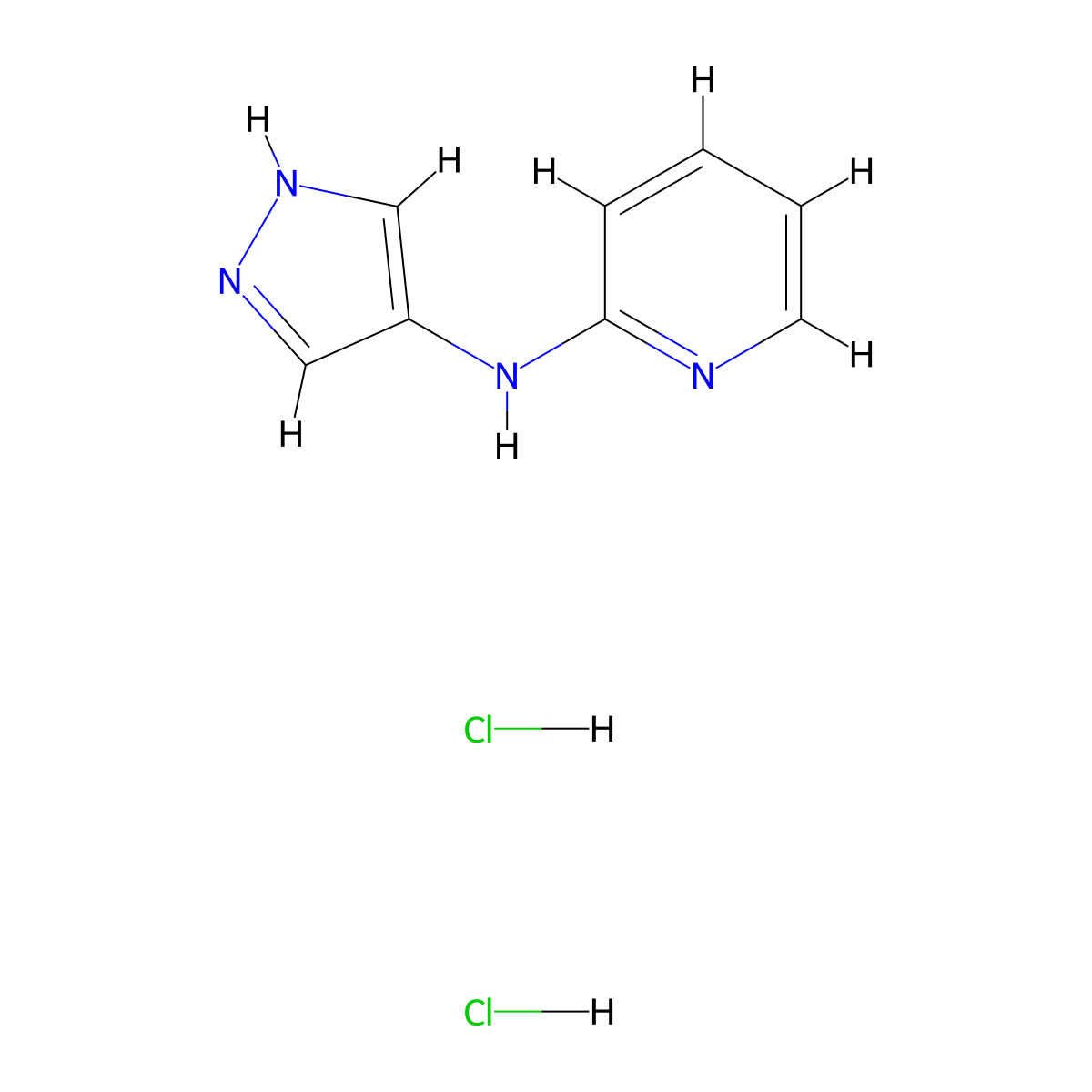 N-(1H-pyrazol-4-yl)pyridin-2-amine dihydrochloride molecular structure, CAS 2253629-95-5