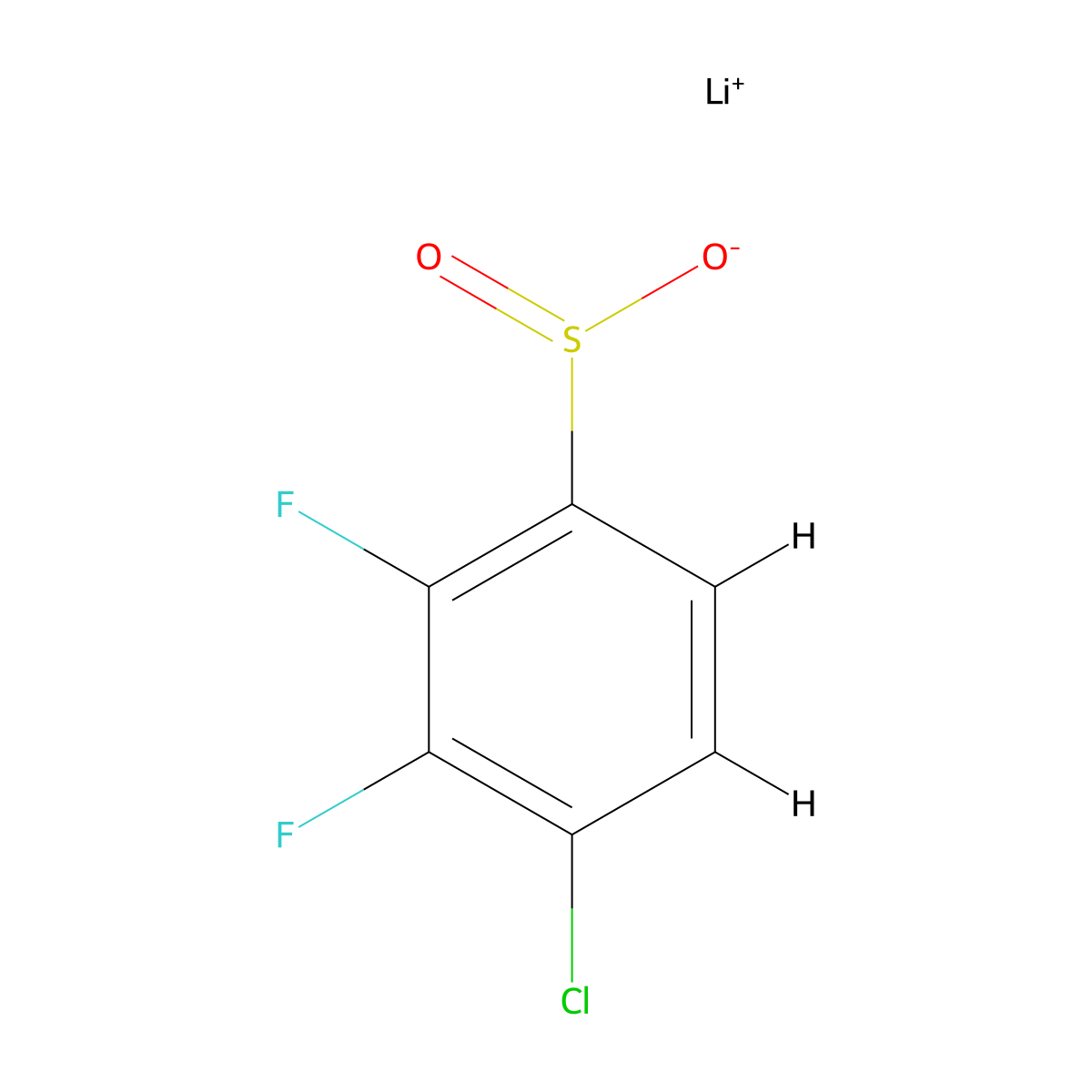 Lithium(1+) 4-chloro-2,3-difluorobenzene-1-sulfinate molecular structure, CAS 2253629-97-7
