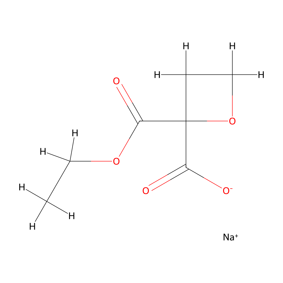 Sodium 2-(ethoxycarbonyl)oxetane-2-carboxylate molecular structure, CAS 2253629-98-8
