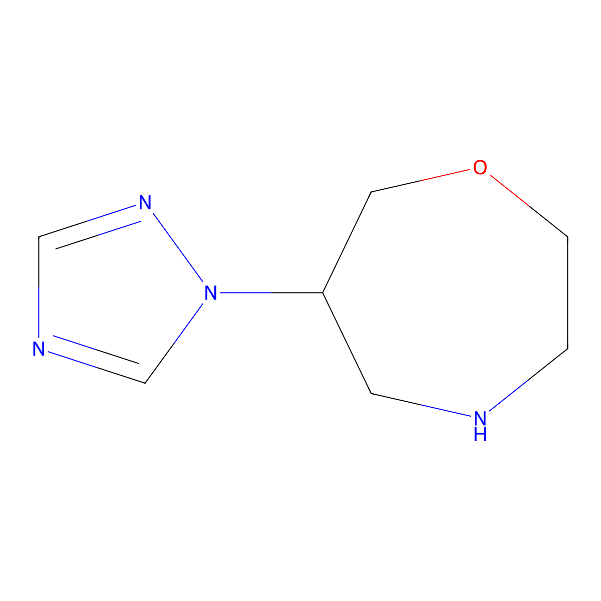 6-(1H-1,2,4-triazol-1-yl)-1,4-oxazepane molecular structure, CAS 2253630-02-1