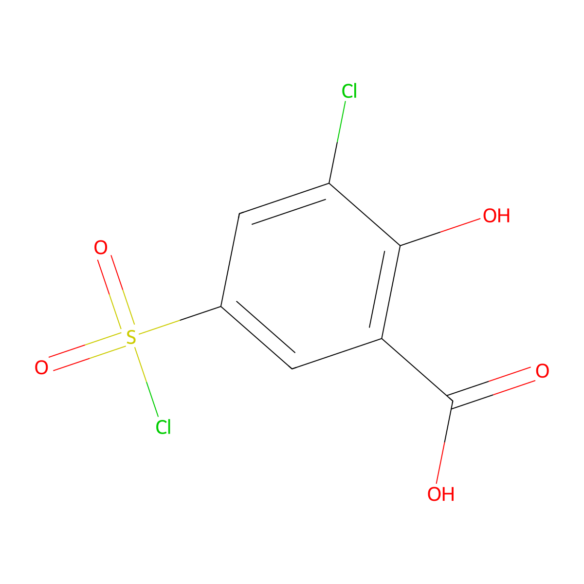 3-Chloro-5-(chlorosulfonyl)-2-hydroxybenzoic acid molecular structure, CAS 2253630-05-4
