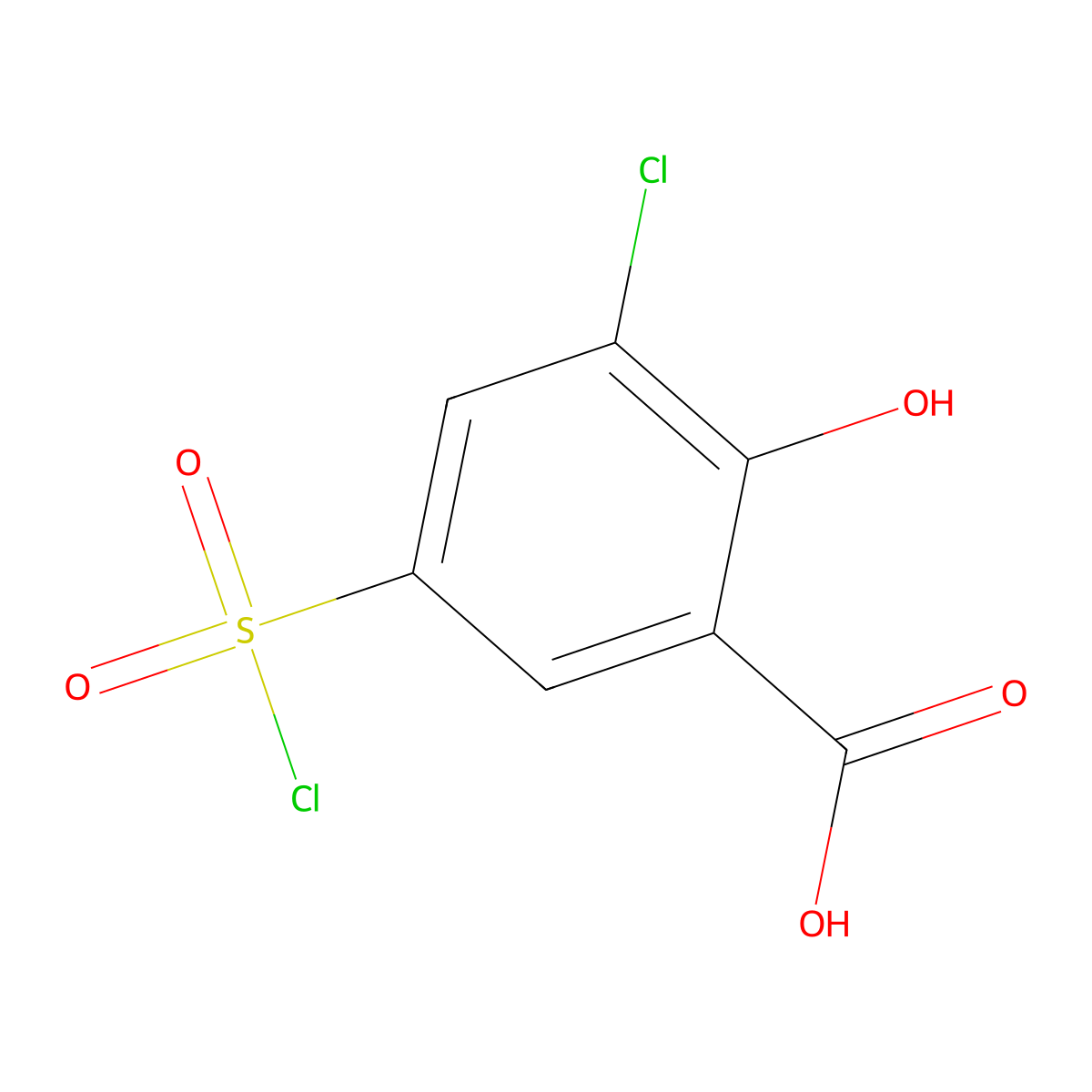 3-Chloro-5-(chlorosulfonyl)-2-hydroxybenzoic acid molecular structure, CAS 2253630-05-4