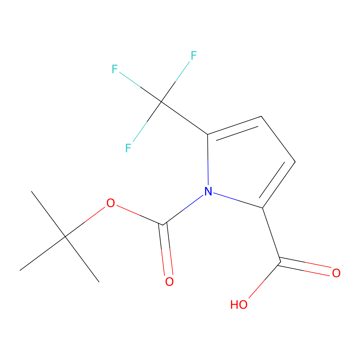 1-[(tert-butoxy)carbonyl]-5-(trifluoromethyl)-1H-pyrrole-2-carboxylic acid molecular structure, CAS 2253630-10-1