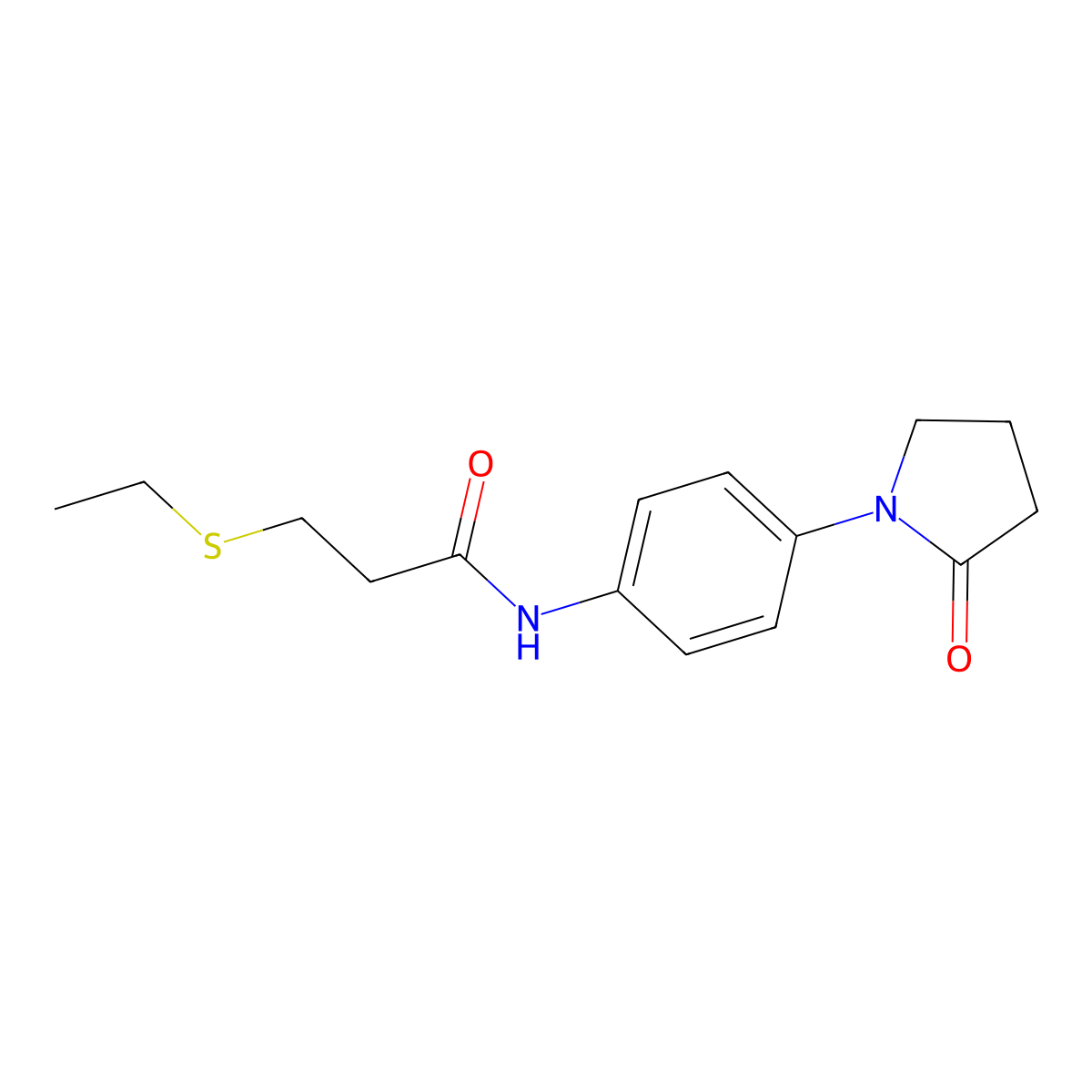 3-(ethylsulfanyl)-N-[4-(2-oxopyrrolidin-1-yl)phenyl]propanamide molecular structure, CAS 2253630-13-4