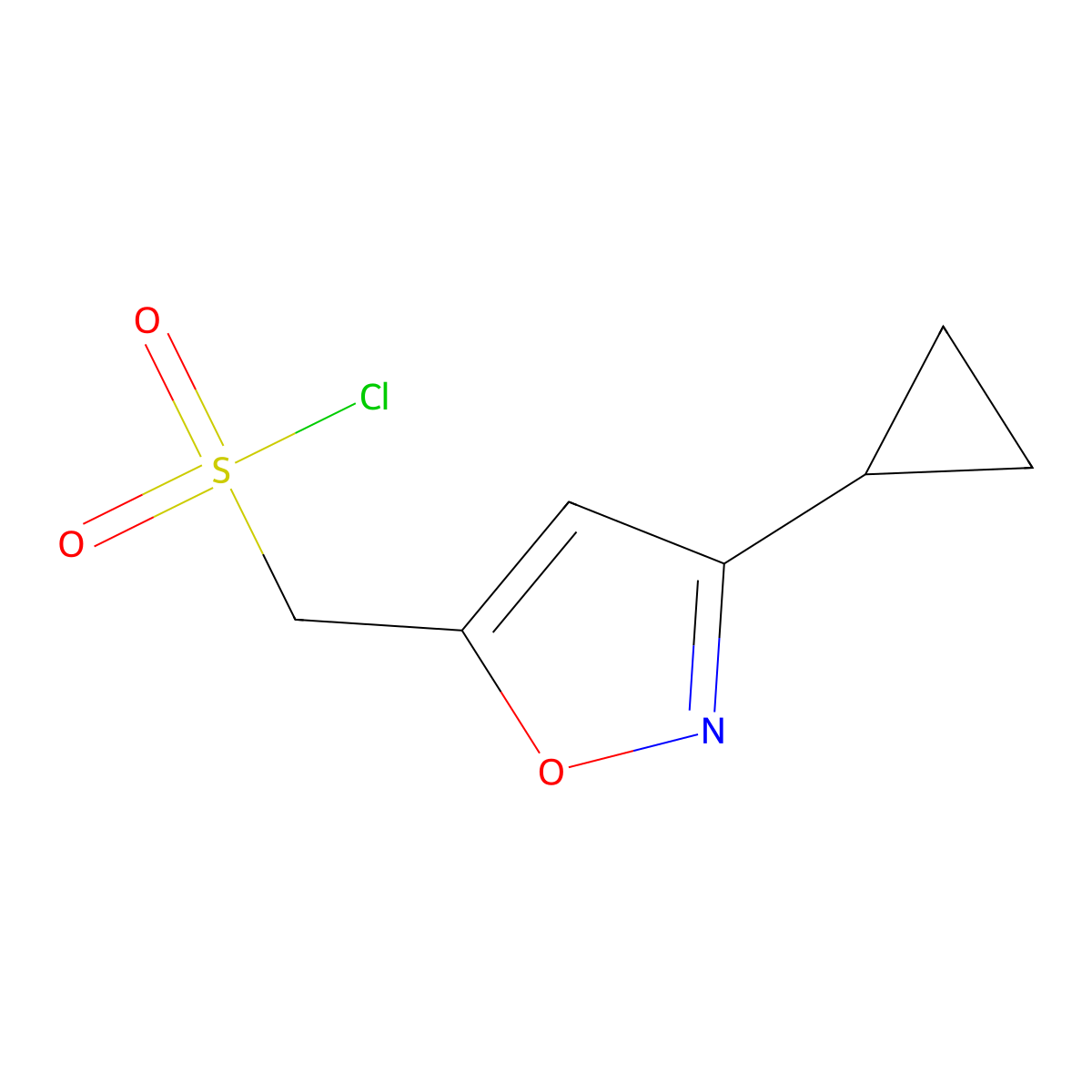 (3-Cyclopropyl-1,2-oxazol-5-yl)methanesulfonyl chloride molecular structure, CAS 2253630-24-7