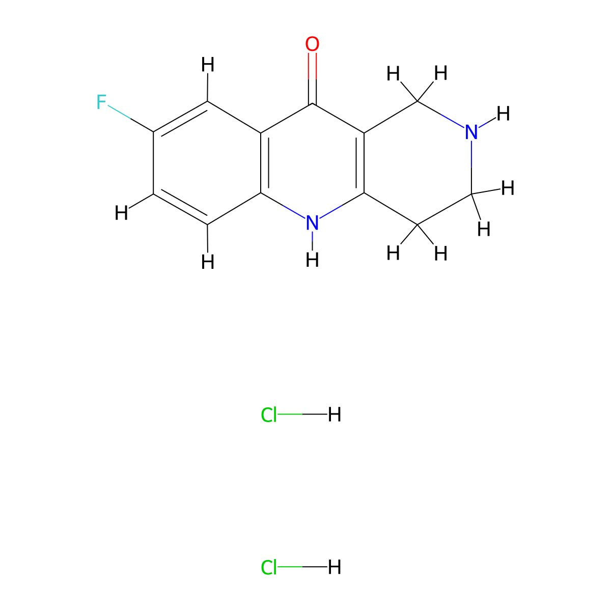 8-fluoro-1H,2H,3H,4H,5H,10H-benzo[b]1,6-naphthyridin-10-one dihydrochloride molecular structure, CAS 2253630-28-1