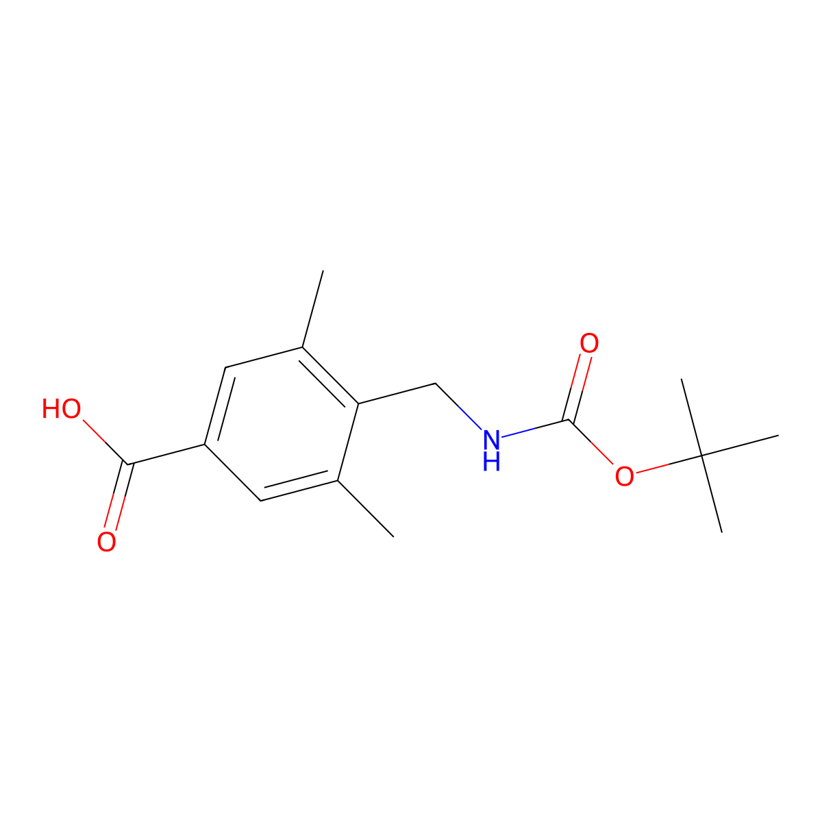 4-({[(Tert-butoxy)carbonyl]amino}methyl)-3,5-dimethylbenzoic acid molecular structure, CAS 2253630-30-5