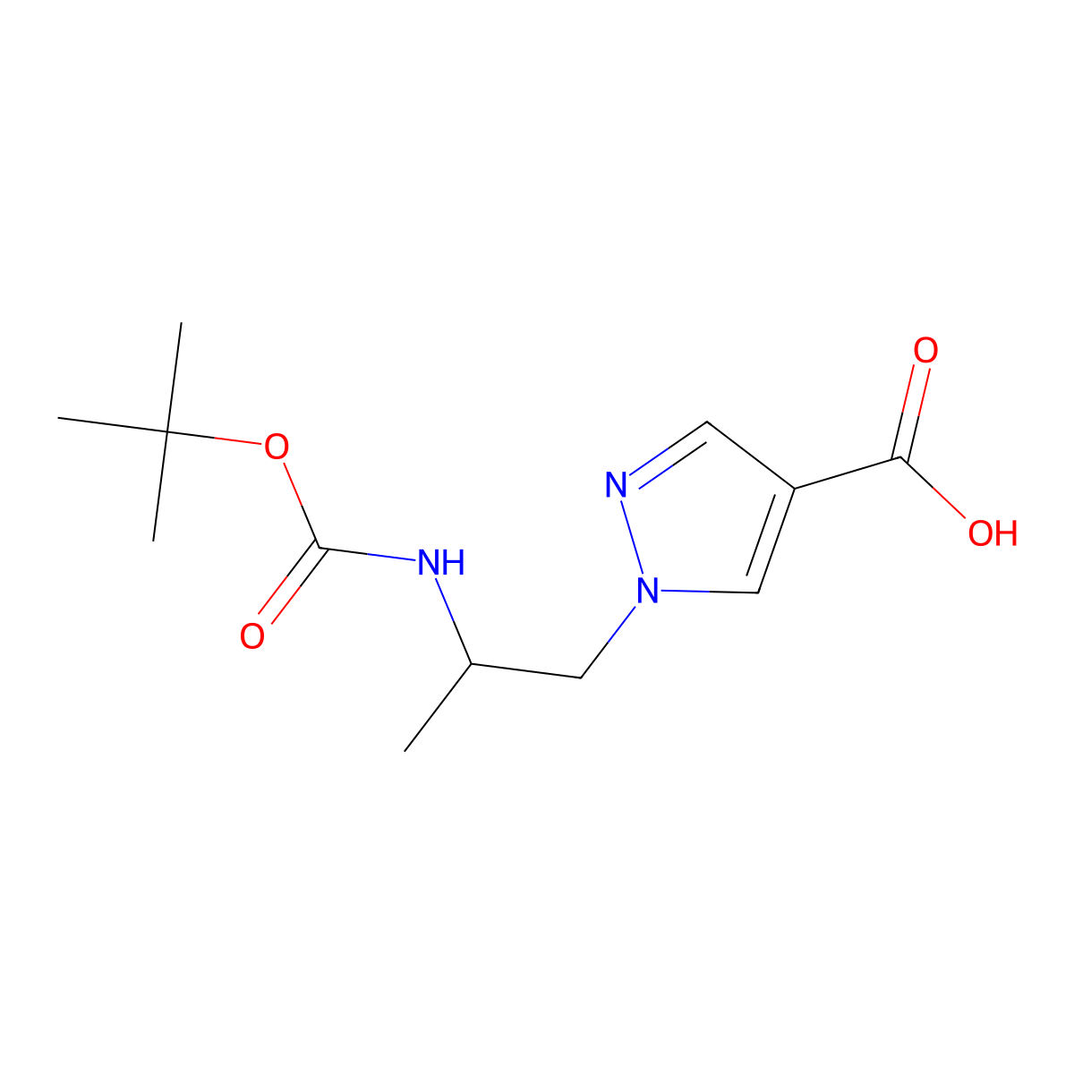 1-(2-{[(tert-butoxy)carbonyl]amino}propyl)-1H-pyrazole-4-carboxylicacid molecular structure, CAS 2253630-39-4
