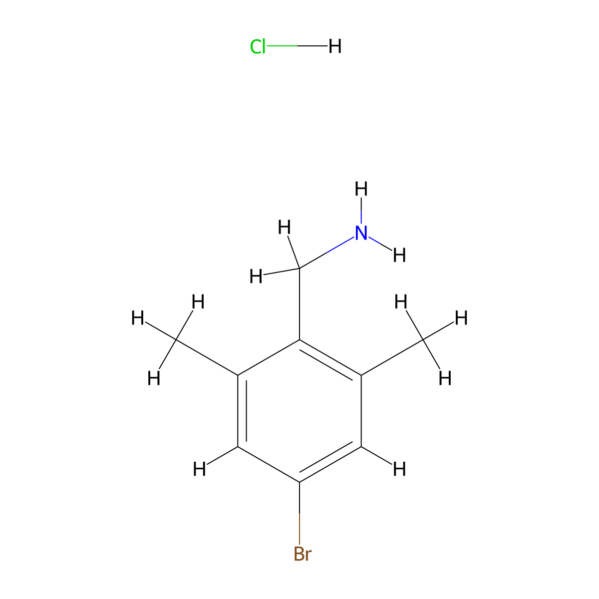 (4-Bromo-2,6-dimethylphenyl)methanamine hydrochloride molecular structure, CAS 2253630-40-7