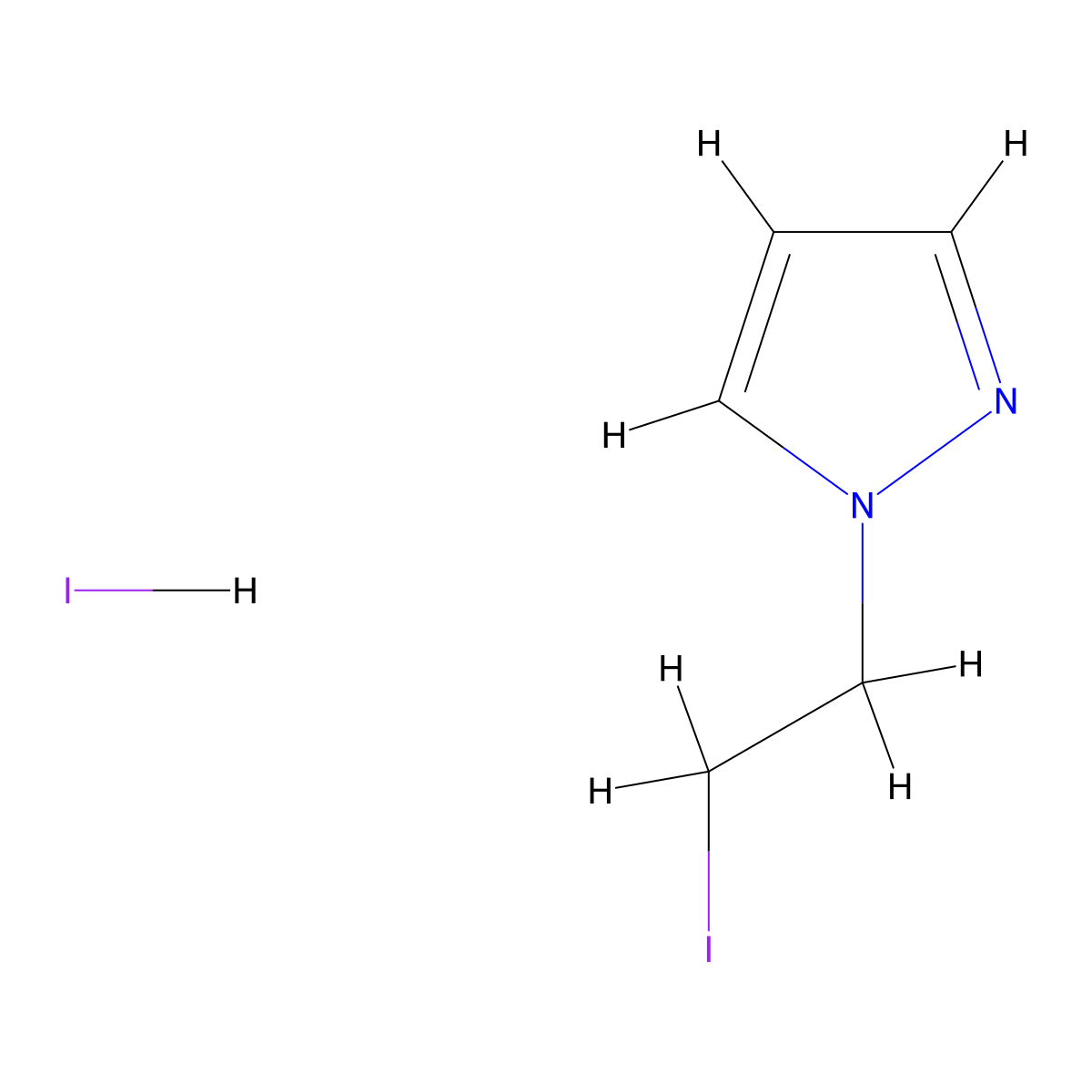 1-(2-Iodoethyl)pyrazole;hydroiodide molecular structure, CAS 2253630-50-9