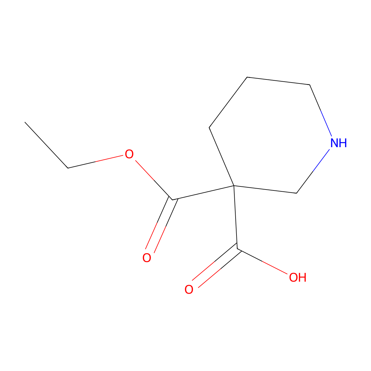 3-(Ethoxycarbonyl)piperidine-3-carboxylic acid molecular structure, CAS 2253630-61-2