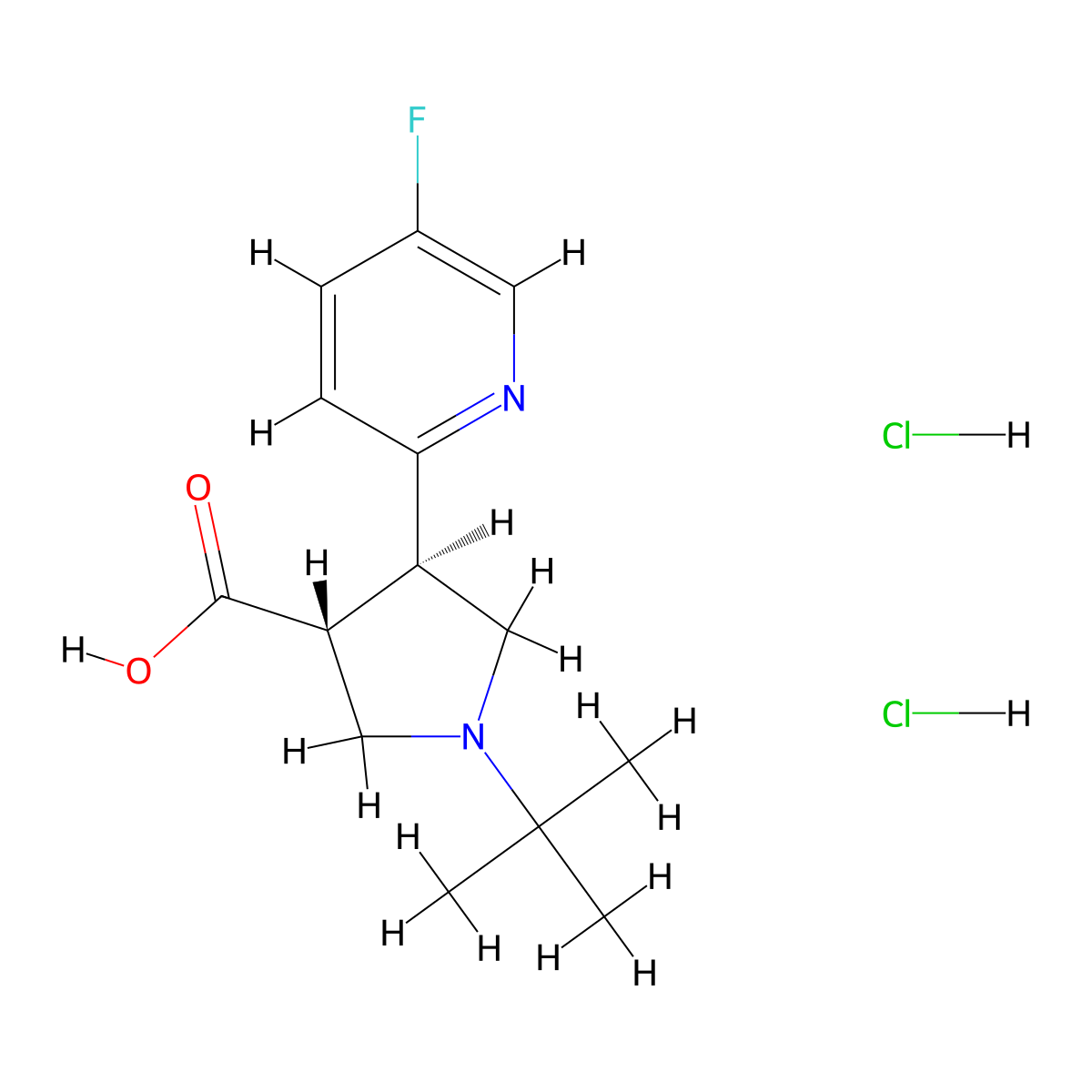 rac-(3R,4R)-1-tert-butyl-4-(5-fluoropyridin-2-yl)pyrrolidine-3-carboxylic acid dihydrochloride molecular structure, CAS 2253630-65-6