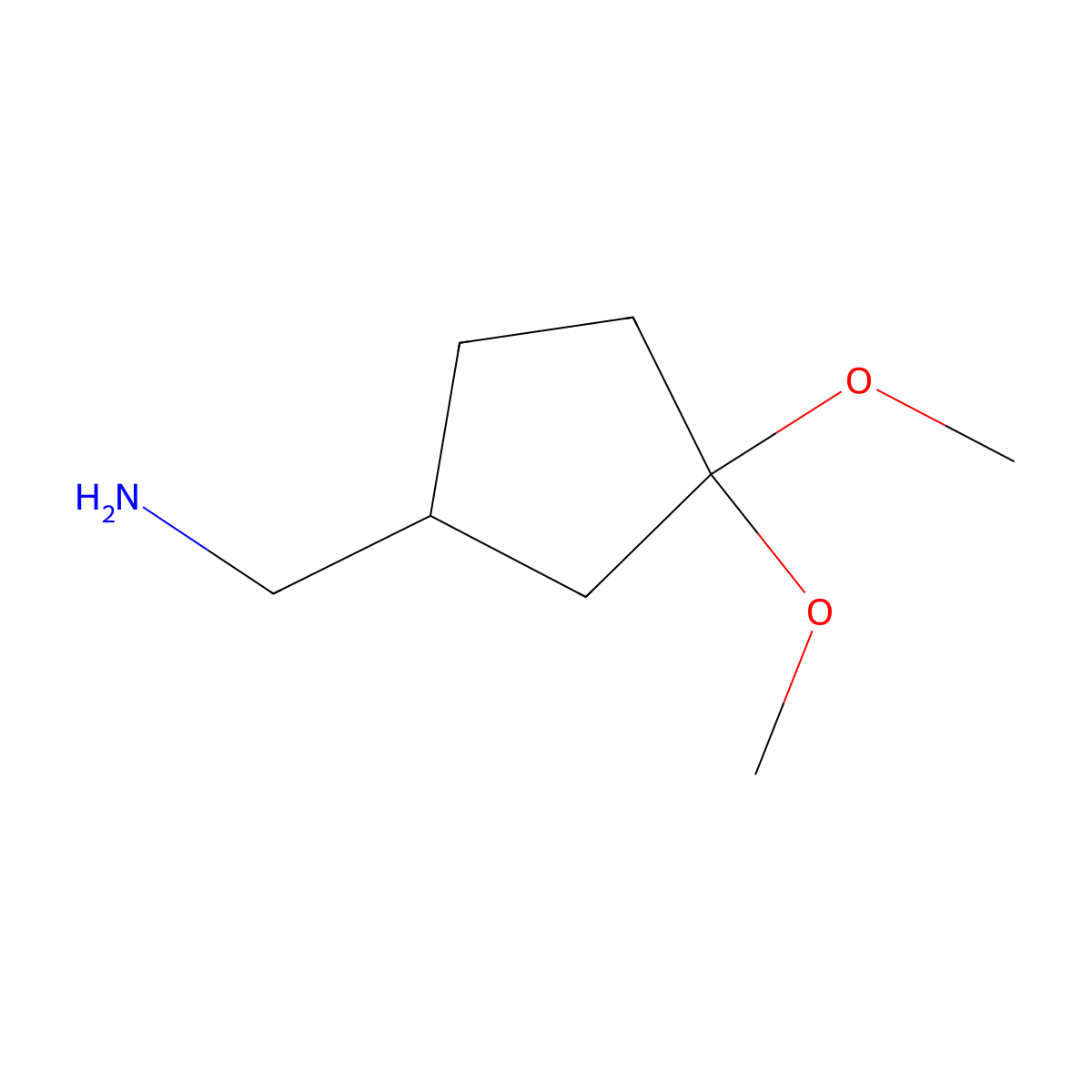 C-(3,3-Dimethoxy-cyclopentyl)-methylamine molecular structure, CAS 2253630-69-0